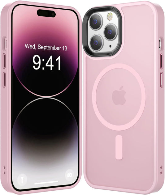 CHEZEAL Magnetic for Iphone 14 Pro Max Case [Compatible with Magsafe & Military-Grade Protection] Slim Protective Translucent Matte Iphone 14 Pro Max Phone Case 6.7 Inch, Pink  CHEZEAL   