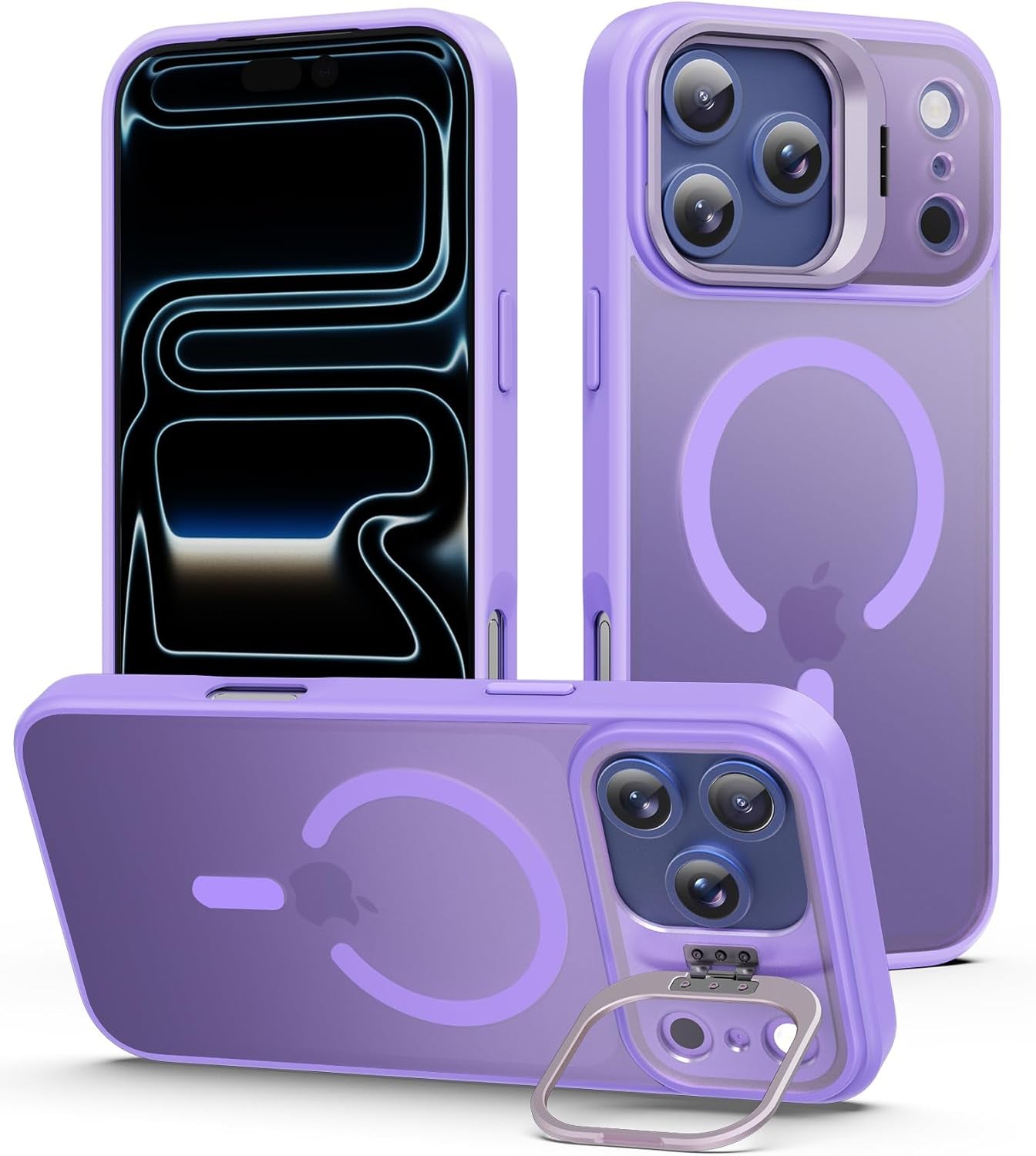 Magnetic for Iphone 17 Pro Max Case with Invisible Stand, Compatible with Magsafe, Military-Grade Drop Protection, Slim Translucent Matte Phone Cover, Black