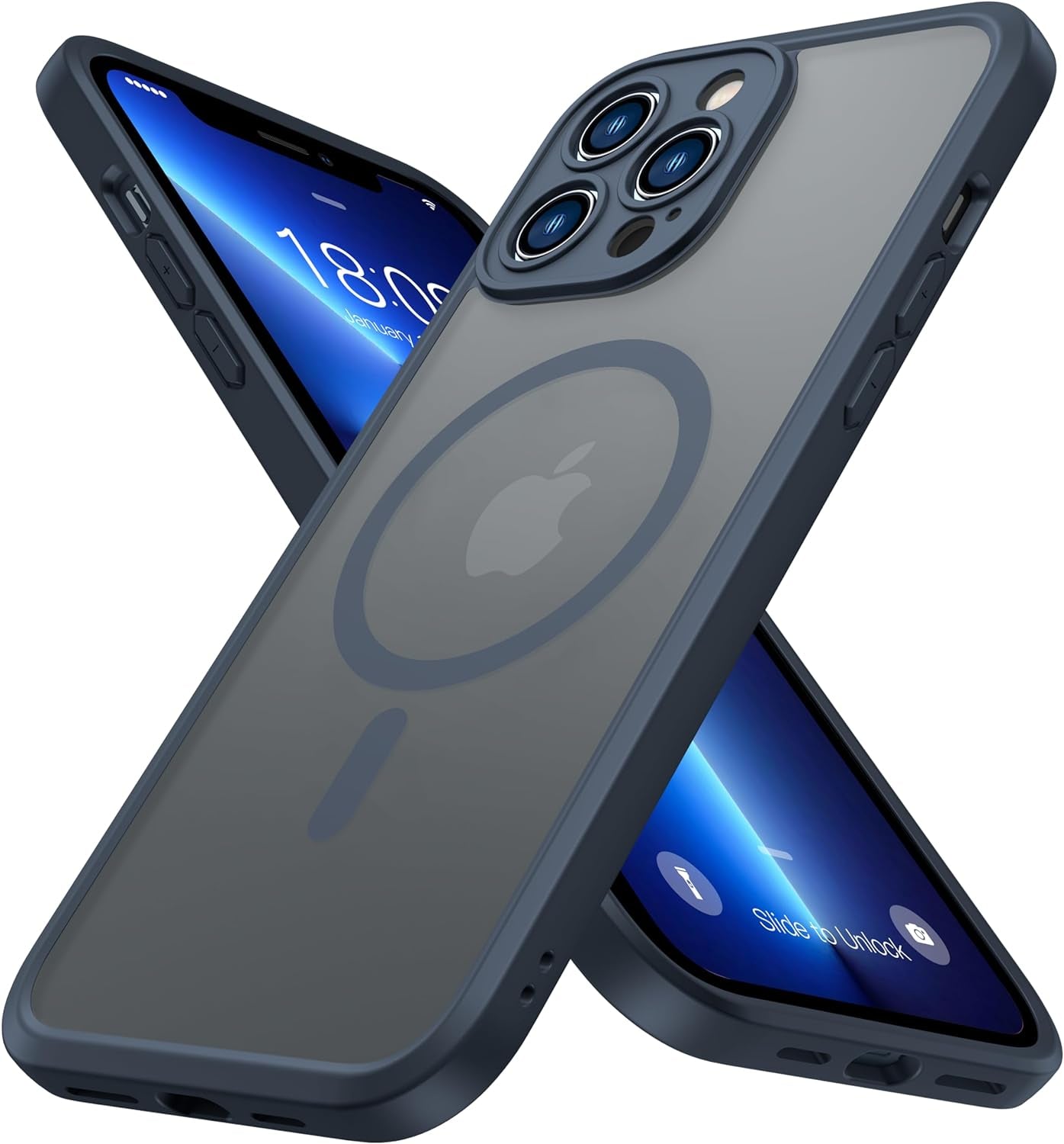 Impactstrong Magnetic Guard Designed for Iphone 15 Case [Camera Protection] [Military Grade Drop Tested] [Compatible with Magsafe] Slim Translucent Matte Phone Case (6.1") - Gray  ImpactStrong Navy Blue Iphone 13 Pro Max 