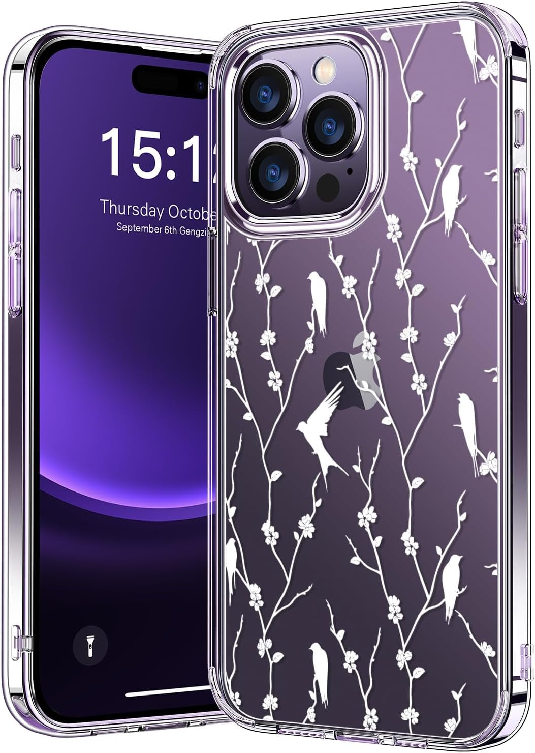 Bicol Compatible with Iphone 15 Pro Case,Crystal Clear Cover with Fashionable Designs for Girls Women,Slim Fit Shockproof Protective Acrylic Phone Case 6.1 Inch,Beautiful Elephant  bicol   