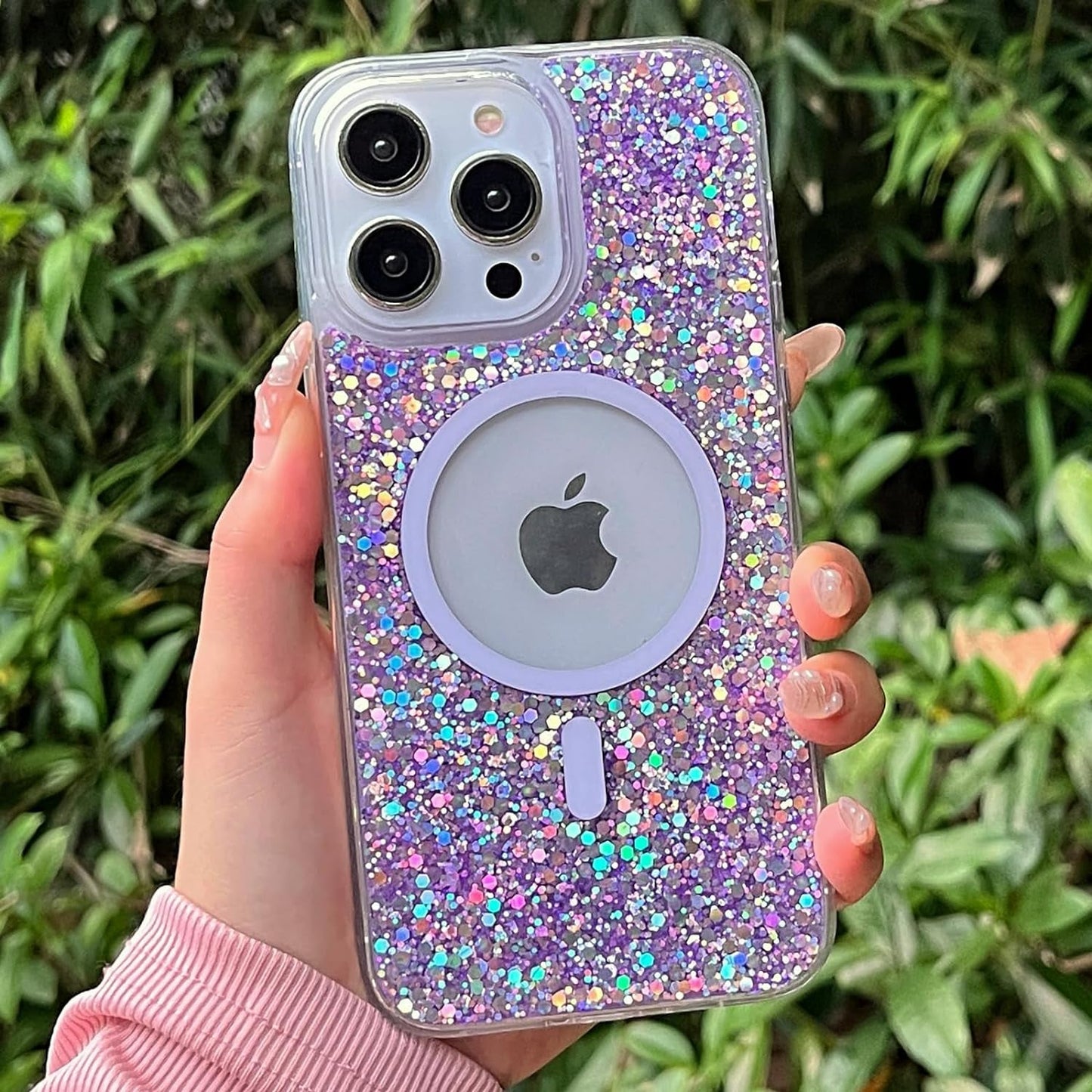 ASONCE Cute Glitter for Iphone 14 Pro Max Case [Compatible with Magsafe] Magnetic Cover with Bling Star for Women Girls [12FT Drop Protection] - Sparkly Gold  Hiwuton Sparkly Purple For Iphone 14 Pro 6.1" 