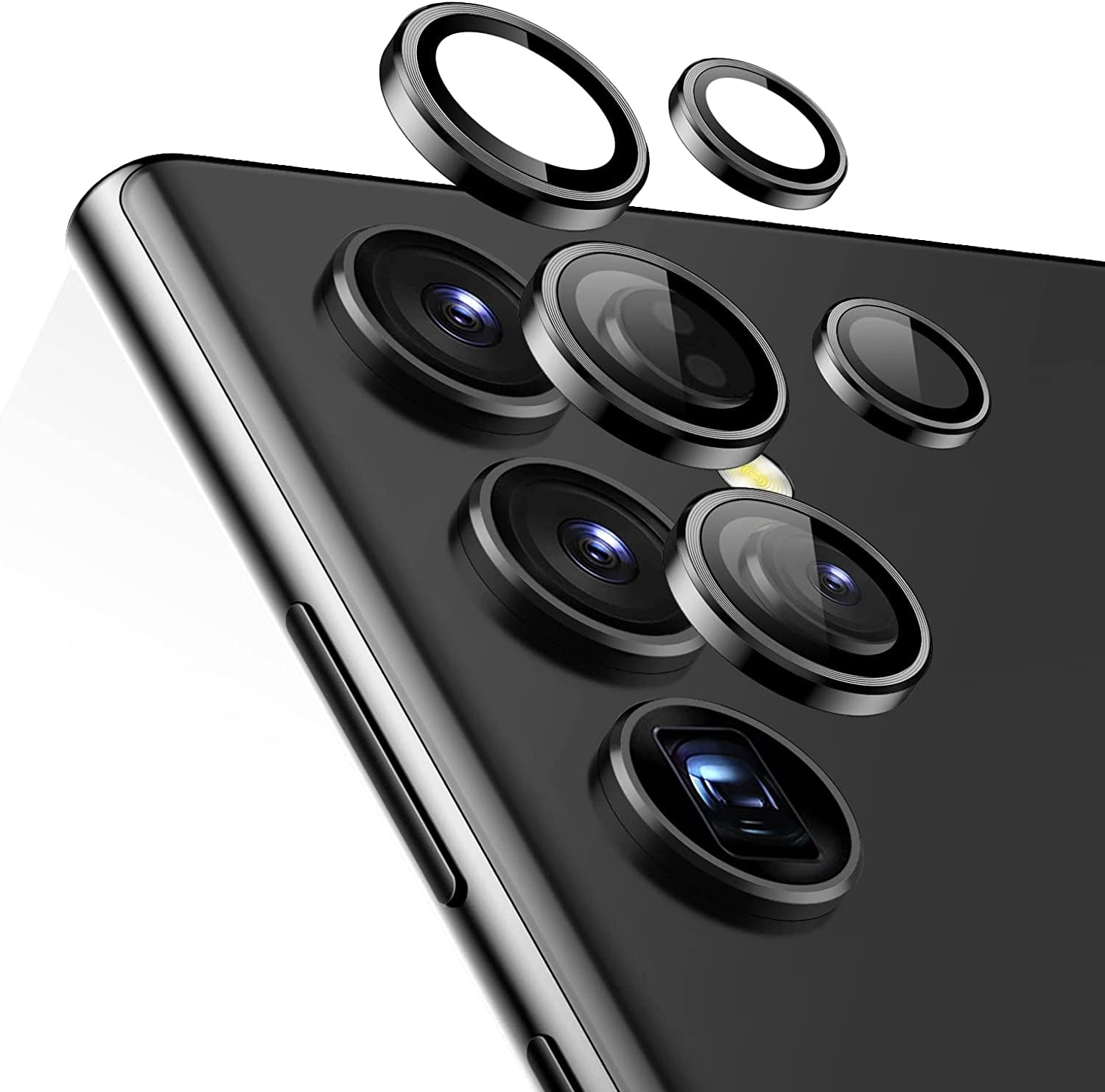 ESR for Samsung Galaxy S23 Ultra Camera Lens Protector, Scratch-Resistant HD Clarity Ultra-Thin 9H Tempered Glass with Aluminum Edging, Individual Metal Lens Cover, Case Friendly, 1 Set, Black