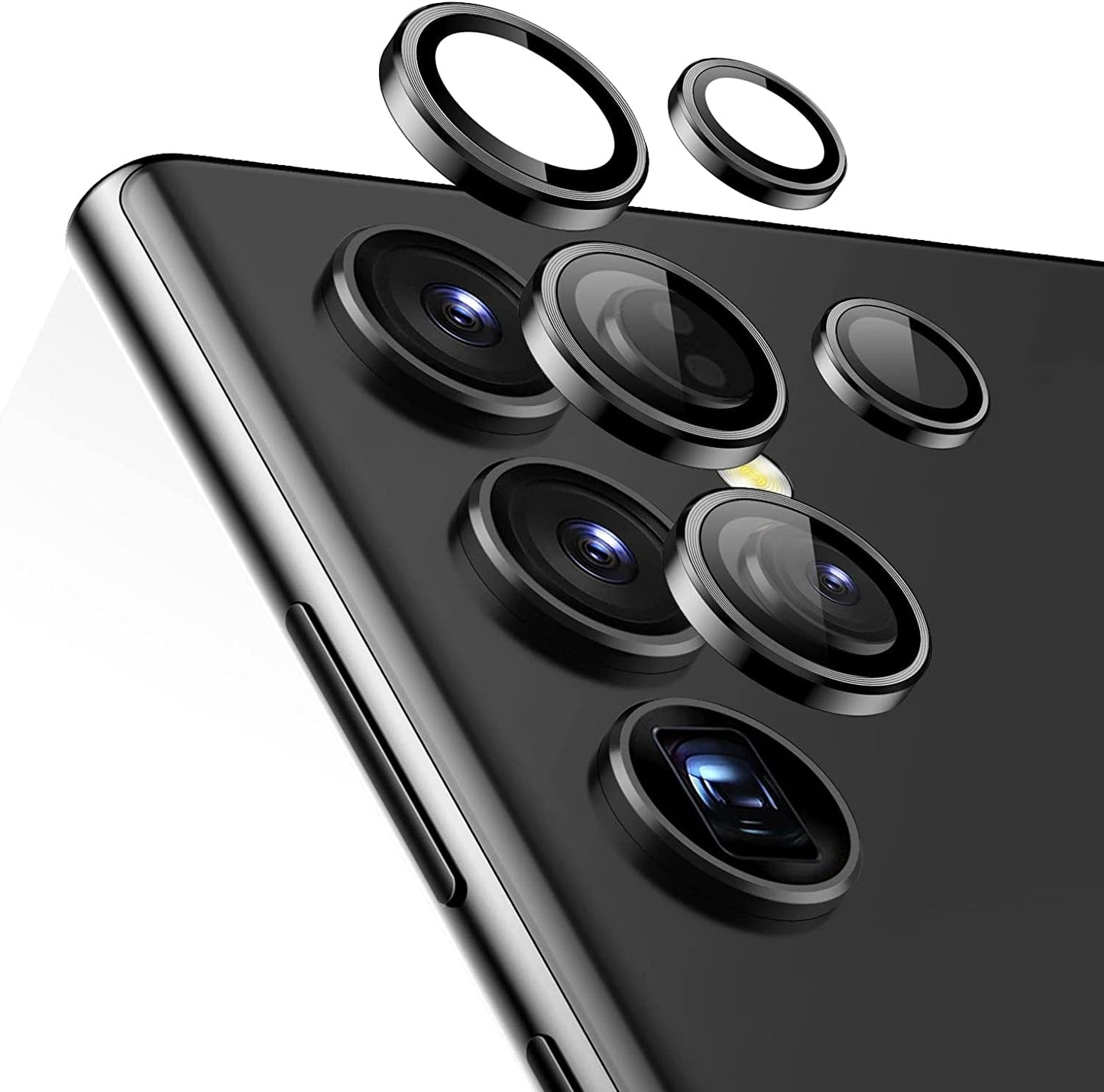 ESR for Samsung Galaxy S23 Ultra Camera Lens Protector, Scratch-Resistant HD Clarity Ultra-Thin 9H Tempered Glass with Aluminum Edging, Individual Metal Lens Cover, Case Friendly, 1 Set, Black