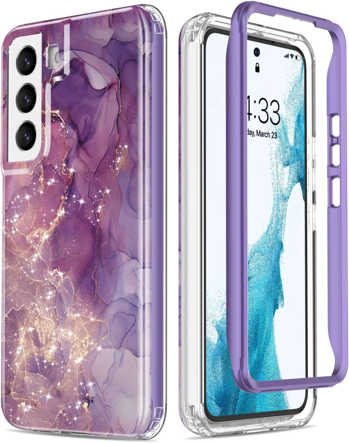 Esdot Compatible with Samsung Galaxy S22 plus Case,Passing 21Ft Drop Test,With Fashionable Designs for Women Girls,Protective Phone Case for Galaxy S22+ plus 6.6" Flower Garden