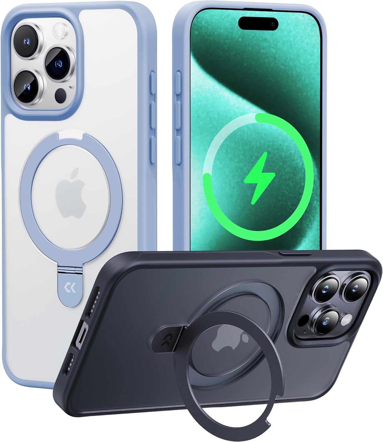 CASEKOO for Iphone 14 Pro Case with Magnetic Ring Stand [Military Drop Protection] [Compatible with Magsafe] Shockproof Slim Translucent Matte Phone Cases 6.1 Inch 2022, Purple  CASEKOO Light Blue For Iphone 15 Pro 