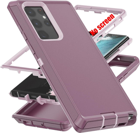 AYMECL for S22 Ultra Case,Samsung S22 Ultra Case [Military Grade] 3 in 1 Full Body Shockproof Dust/Drop Proof Heavy Duty Protection Cover,For Samsung Galaxy S22 Ultra 6.8 Inch,Pink+Wine Red
