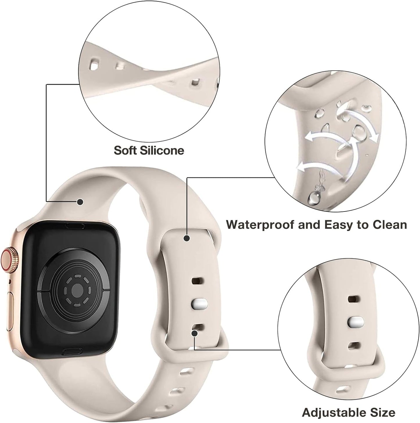 5 Pack Classic Bands Compatible with Apple Watch Band 38Mm 40Mm 41Mm 42Mm 44Mm 45Mm 49Mm,Soft Silicone Sport Bands for Iwatch Apple Watch Series 9 Ultra 8 7 6 5 4 3 2 1 SE