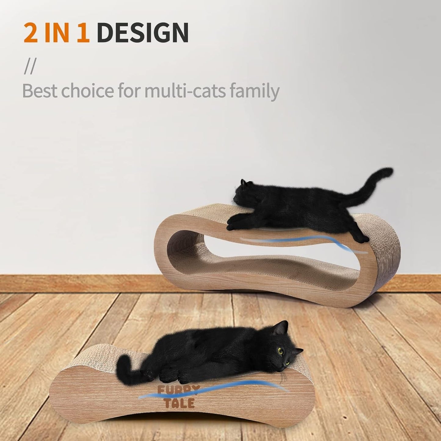 2 in 1 Large Cat Scratcher Pad - Corrugated Cardboard Ultimate Infinity Cat Scratching Board, Reversible Cat Lounge Scratcher for Indoor Cats