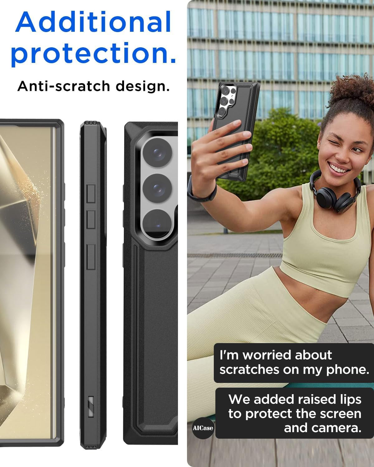 Aicase for Samsung Galaxy S24 Ultra Case with Glass Screen Protector,Heavy Duty Drop Protection Full Body Rugged Shockproof Military Protective Tough Durable Cover for Galaxy S24 Ultra 6.8" 5G 2024_1