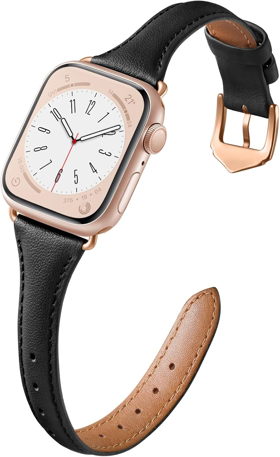 Daqin Slim Leather Band Compatible with Apple Watch Bands for Women 40Mm 38Mm 41Mm 42Mm 44Mm 45Mm 49Mm, Top Grain Genuine Leather Strap Thin Wristband for Iwatch Bands for Women Series 9 8 7 6 5 4 3 2 1 SE Ultra 2