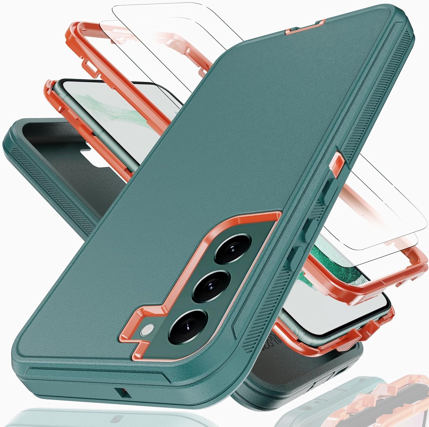 For Galaxy S22 plus Case with Soft TPU Film Screen Protector[2 Pack],3 in 1 Shockproof TPU Hard PC Bumper Drop-Proof Shell for Samsung Galaxy S22+Plus Black