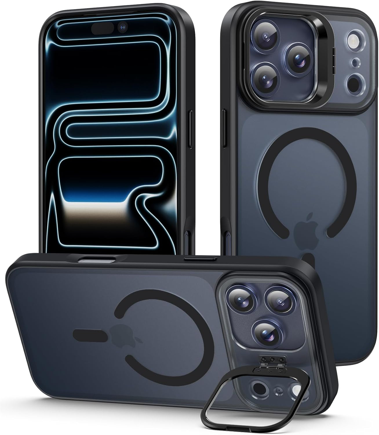 Magnetic for Iphone 17 Pro Max Case with Invisible Stand, Compatible with Magsafe, Military-Grade Drop Protection, Slim Translucent Matte Phone Cover, Black