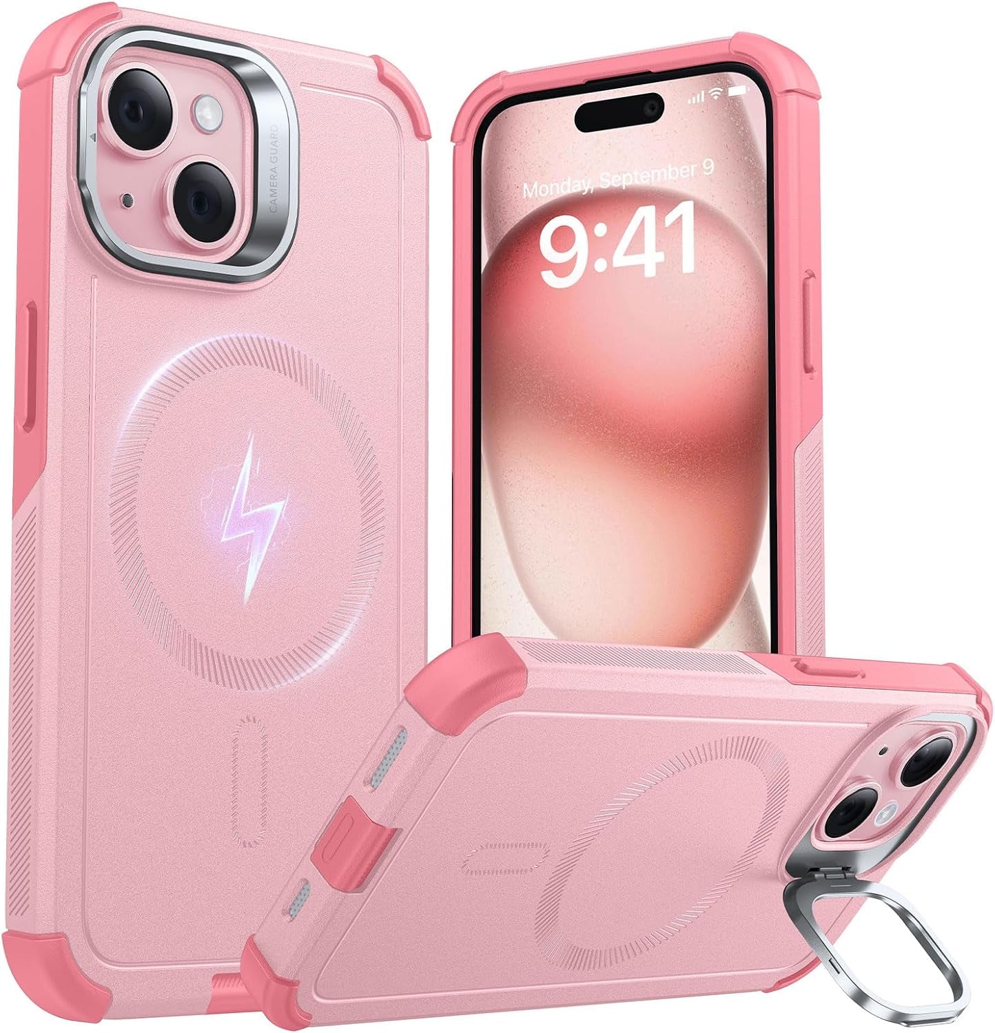 ESR for Iphone 17 Pro Case with Stash Stand, 7X Military-Grade Drop Protection with Camera Control, Shock-Absorbing Phone Rugged Cover, Compatible with Magsafe Accessories, Cyber Series, Black