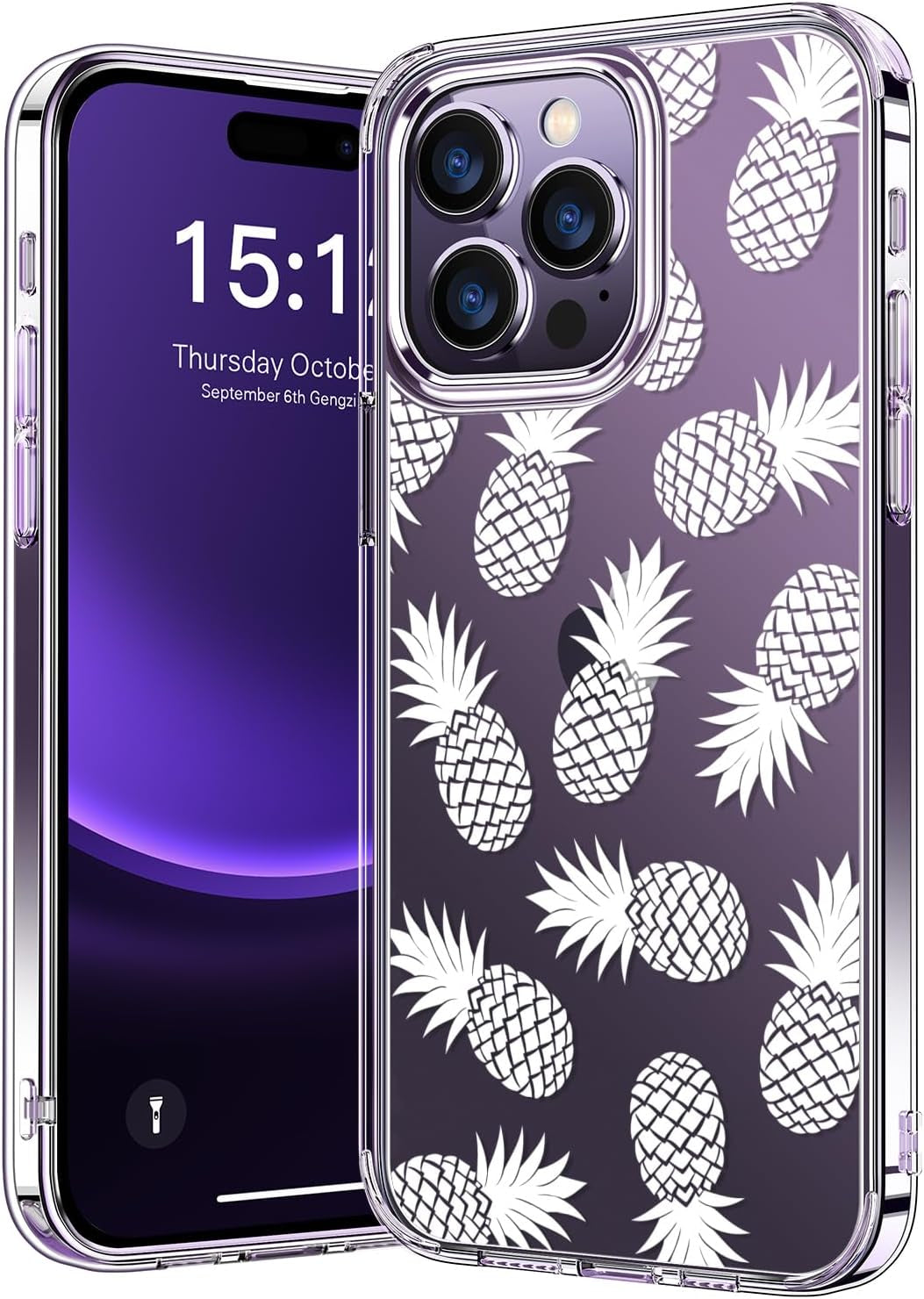 Bicol Compatible with Iphone 15 Pro Case,Crystal Clear Cover with Fashionable Designs for Girls Women,Slim Fit Shockproof Protective Acrylic Phone Case 6.1 Inch,Beautiful Elephant  bicol   