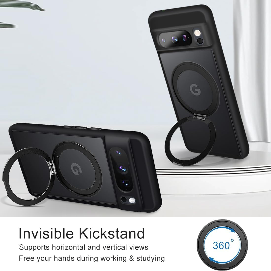 For Google Pixel 8 Pro Magnetic Case Compatible with Magsafe [Invisible Kickstand] Shockproof Anti-Fingerprint Matte Translucent Cover Protective Phone Case for Pixel 8 Pro 5G (Black)  Shenzhenshi Nuofeifan Electronic Commerce Co., Ltd   