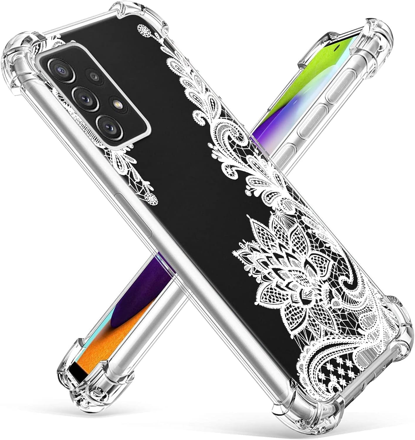 (3-Pack) for Samsung Galaxy A53 5G Case, Soft Clear TPU [Scratch-Resistant] Drop Silicone Bumper Protection Shockproof Phone Case Cover for Samsung Galaxy A53 5G,Flower