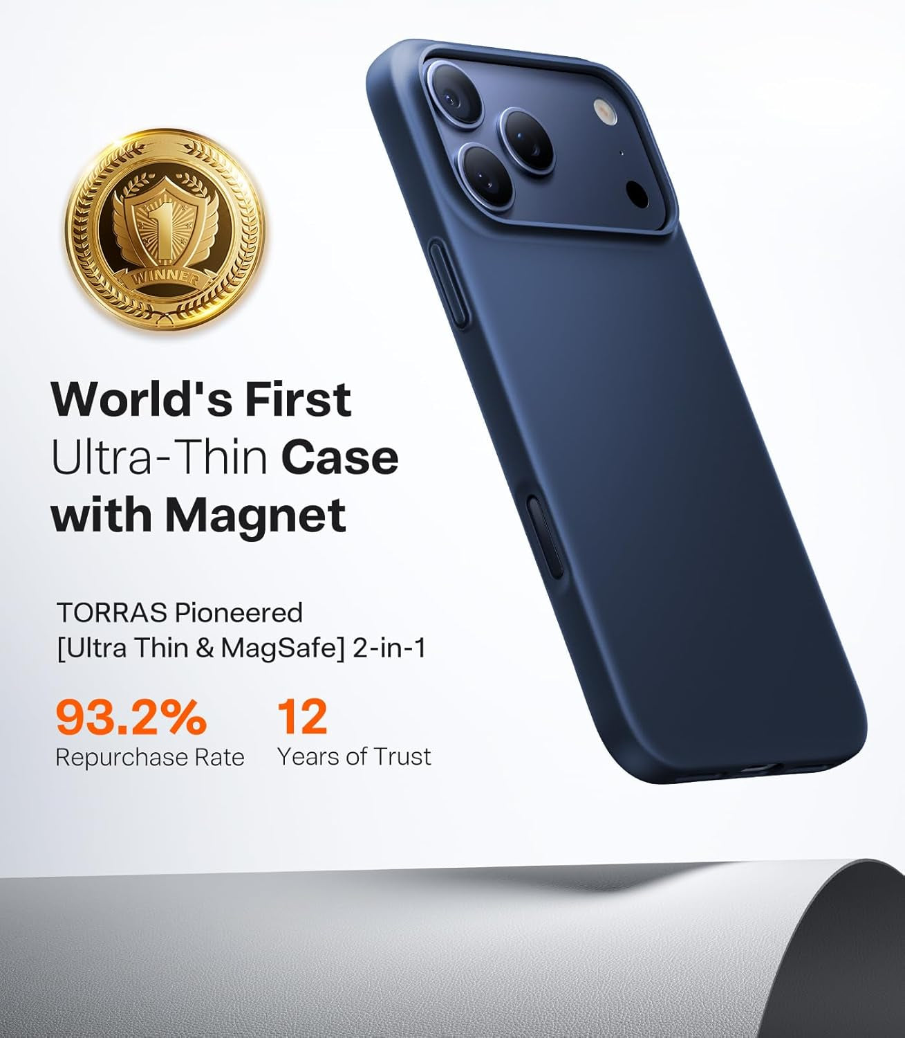 TORRAS Magnetic Slim Fit for Iphone 17 Pro Case 6.3 Inch, Ultra-Thin, Compatible with Magsafe, Lightweight Matte Anti-Scratch Hard PC Cover Phone Case for Iphone 17 Pro Originfit, Deep Blue