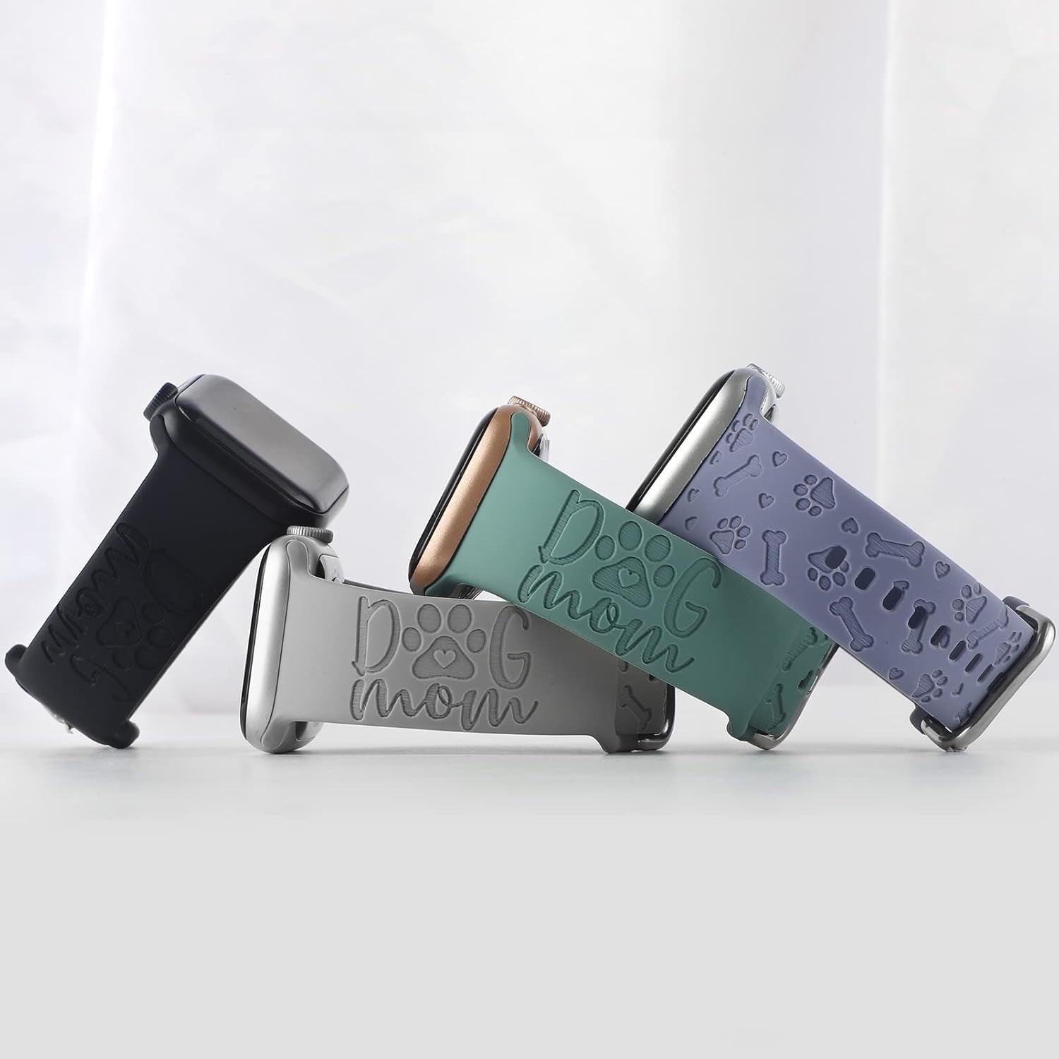 Dog Paw Engraved Silicone Band Compatible with Apple Watch 38Mm 40Mm 41Mm 42Mm 44Mm 45Mm for Women Men,Heart Shape Bone Pattern Carved Soft Silicone Sport Wristband Cute Strap for Iwatch Series SE 9 8 7 6 5 4 3 2 1