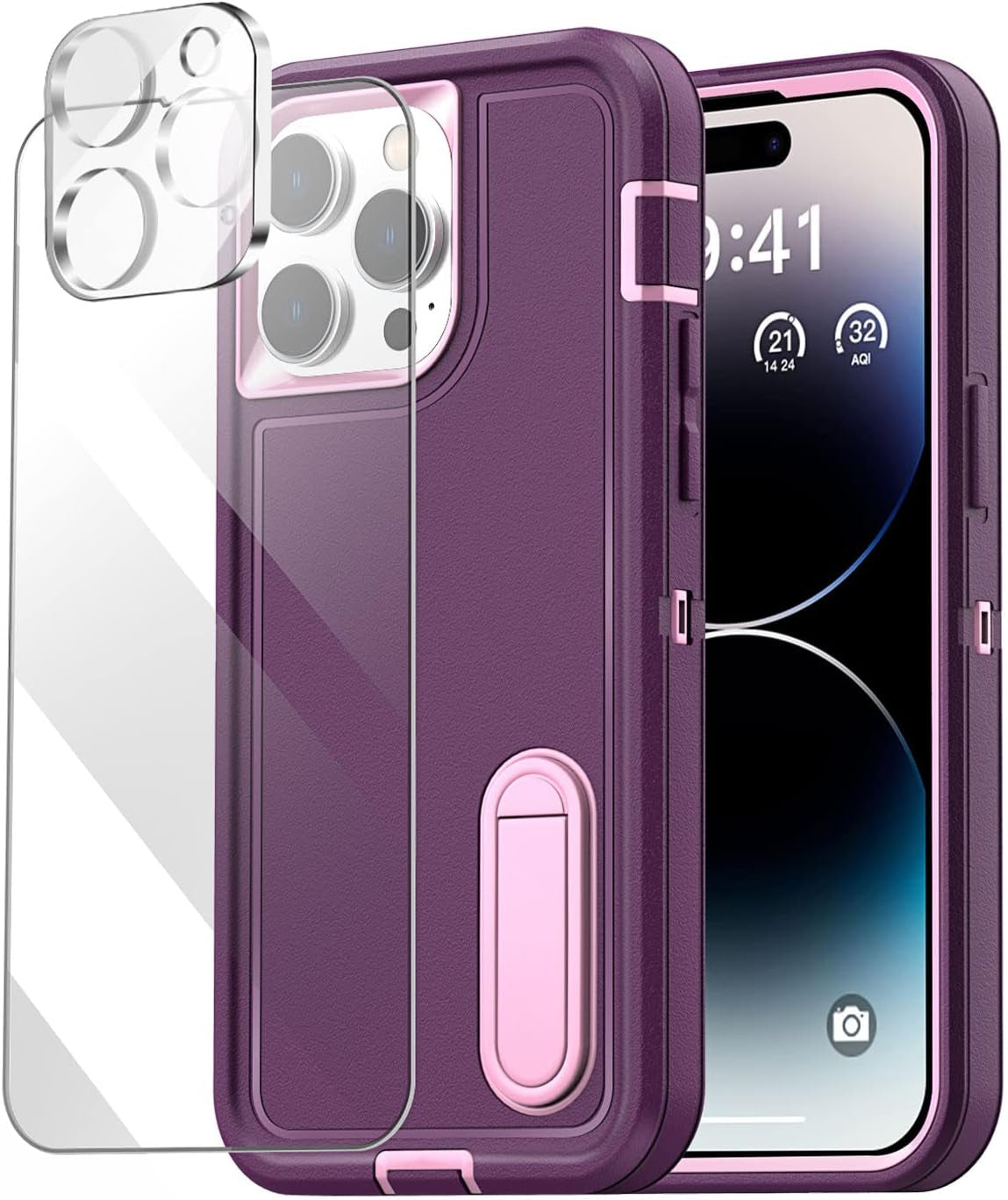 Aicase for Iphone 14 Pro Max Case with Glass Screen Protector+Camera Lens,Heavy Duty Drop Protection Full Body Rugged Shockproof Military Protective Tough Durable Cover for Iphone 14 Pro Max 6.7"_10  AICase   