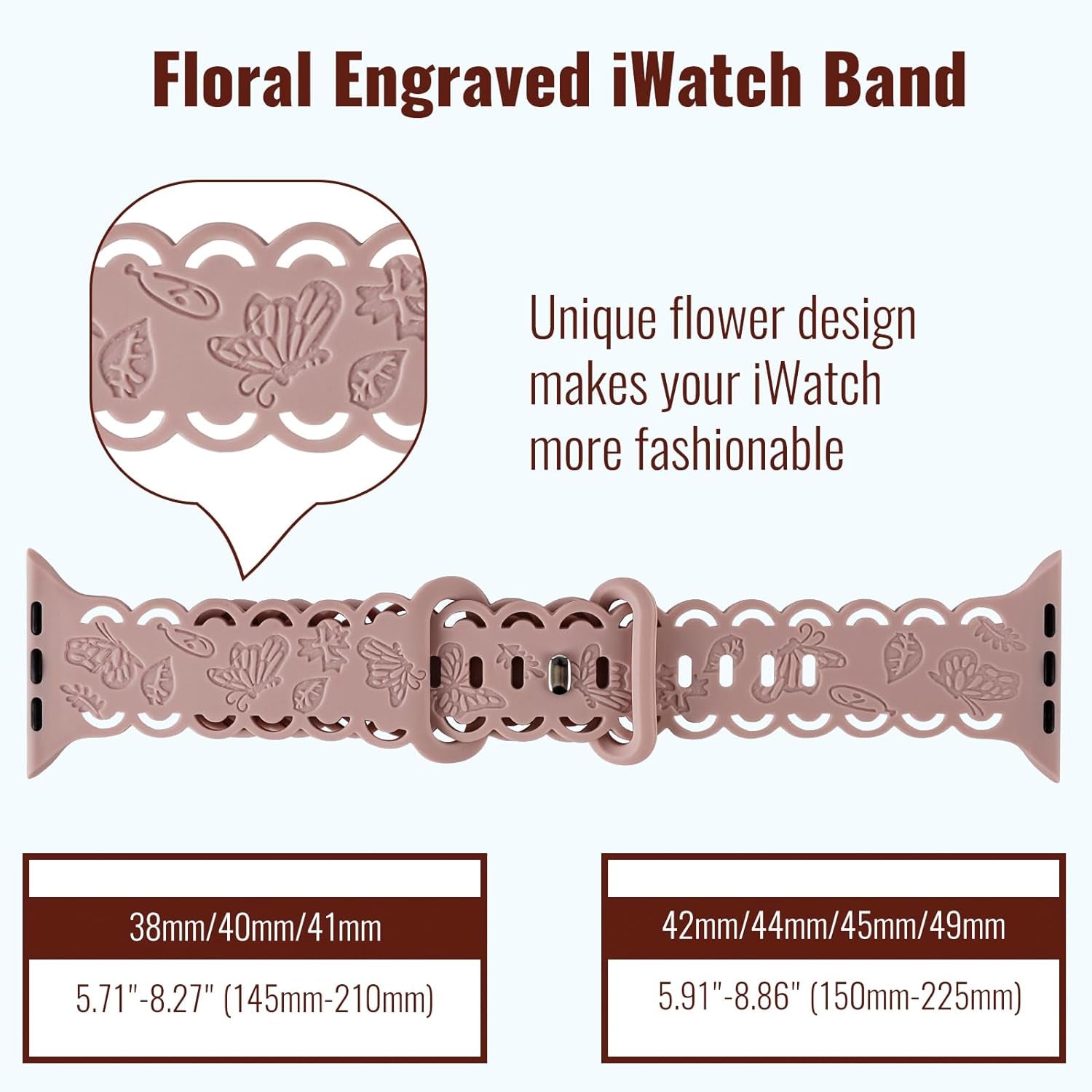 4 Pack Floral Engraved Silicone Bands Compatible with Apple Watch Band 38Mm 40Mm 41Mm 42Mm 44Mm 45Mm 49Mm Women, Soft Lace Cute Strap Flower Wristbands for Iwatch Series 9 8 7 6 5 4 3 2 1 SE Ultra