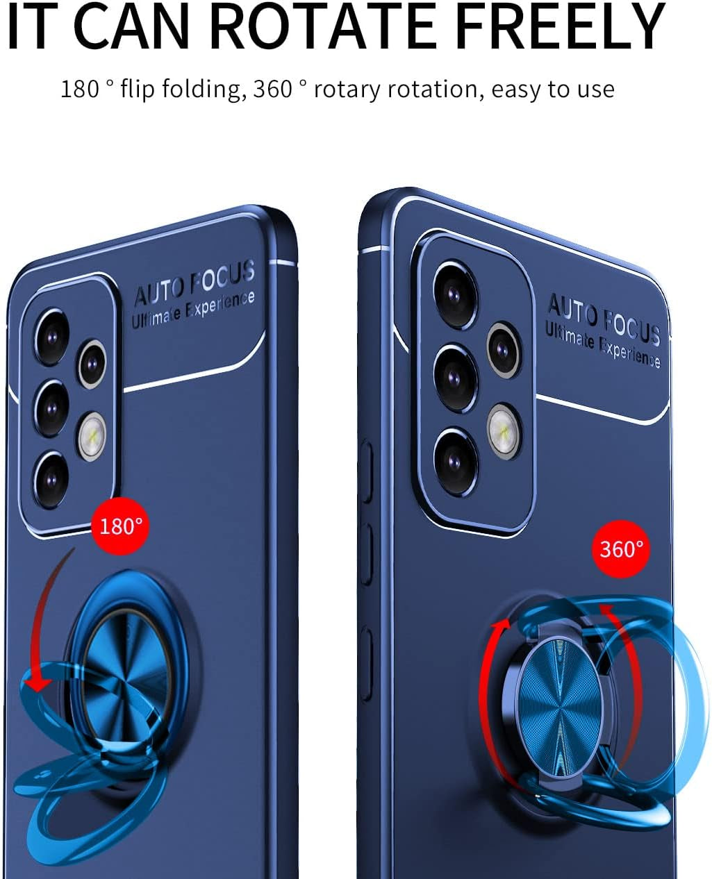 Asuwish Phone Case for Samsung Galaxy A53 5G 2022 with Tempered Glass Screen Protector Cover and Ring Holder Stand Slim Protective Cell Accessories Gaxaly A53 G5 Galaxies 53A SM A536U Women Men Blue