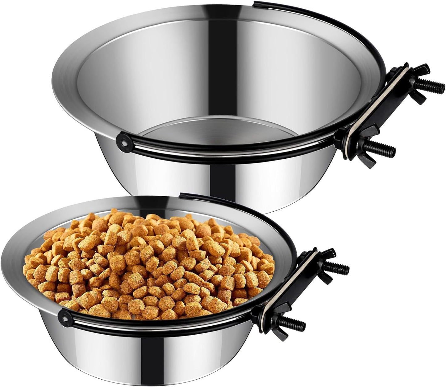 2 Pack Dog Water Bowl Crate No Spill Kennel Hanging Cage Food Bowls for Puppy Cat Bunny Stainless Steel Metal Mountable Small&Medium Feeding Dish Wall Mounted Attachable Crates Pet Feeder