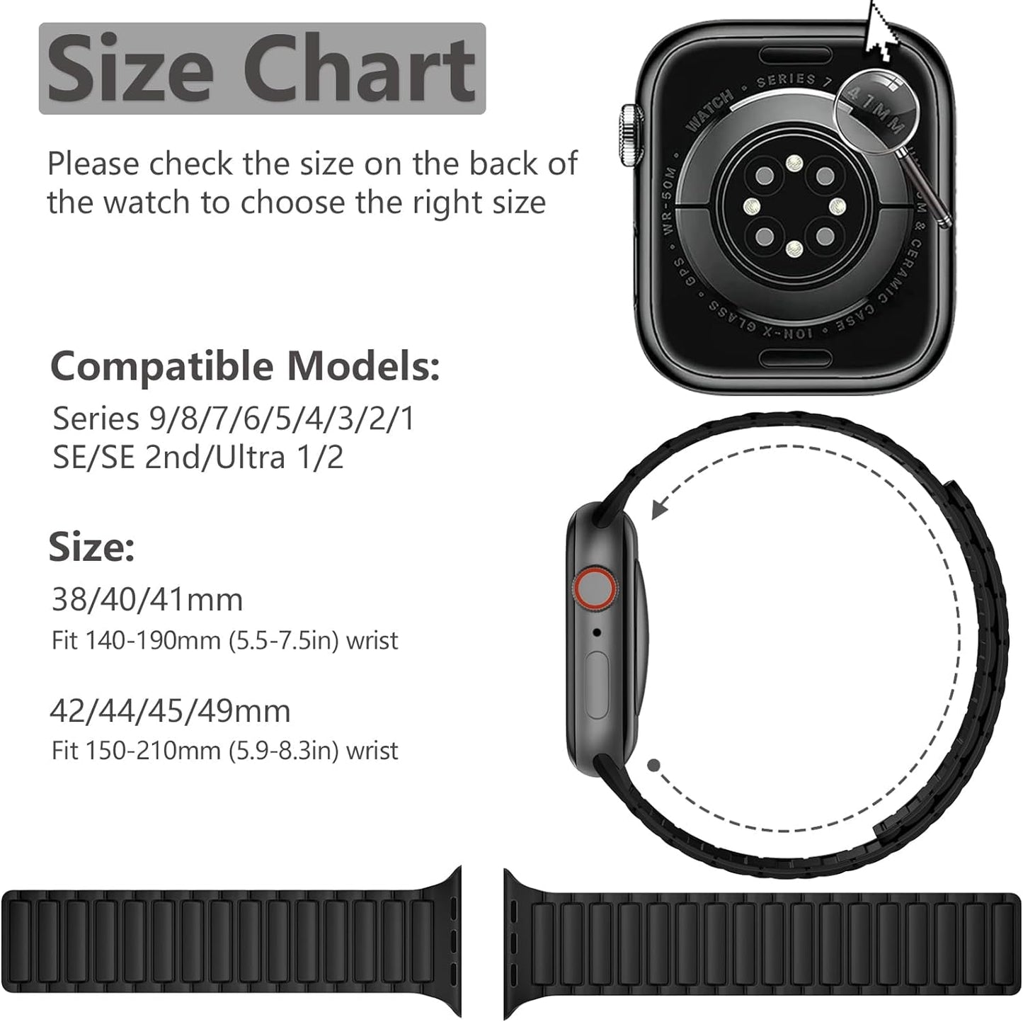 Easuny Silicone Magnetic Watch Band Compatible with Apple Watch 49Mm 45Mm 44Mm 42Mm 41Mm 40Mm 38Mm Bands for Men Women, Sport Solo Loop for Iwatch Series 9 8 7 6 5 4 3 2 1 SE Ultra 2 Ultra 1