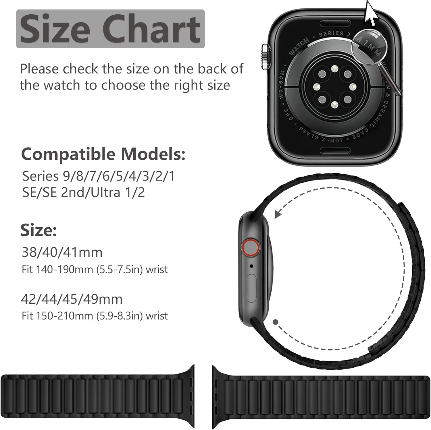 Easuny Silicone Magnetic Watch Band Compatible with Apple Watch 49Mm 45Mm 44Mm 42Mm 41Mm 40Mm 38Mm Bands for Men Women, Sport Solo Loop for Iwatch Series 9 8 7 6 5 4 3 2 1 SE Ultra 2 Ultra 1