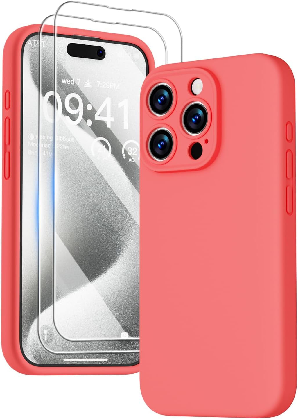 GOODVISH Compatible with Iphone 15 Pro Case, Silicone Upgraded [Enhanced Camera Protection] Phone Case with [2 Screen Protectors], Soft Anti-Scratch Microfiber Lining Inside, 6.1 Inch, Brown  GOODVISH Pomelo Pink Iphone 15 Pro, 6.1" 