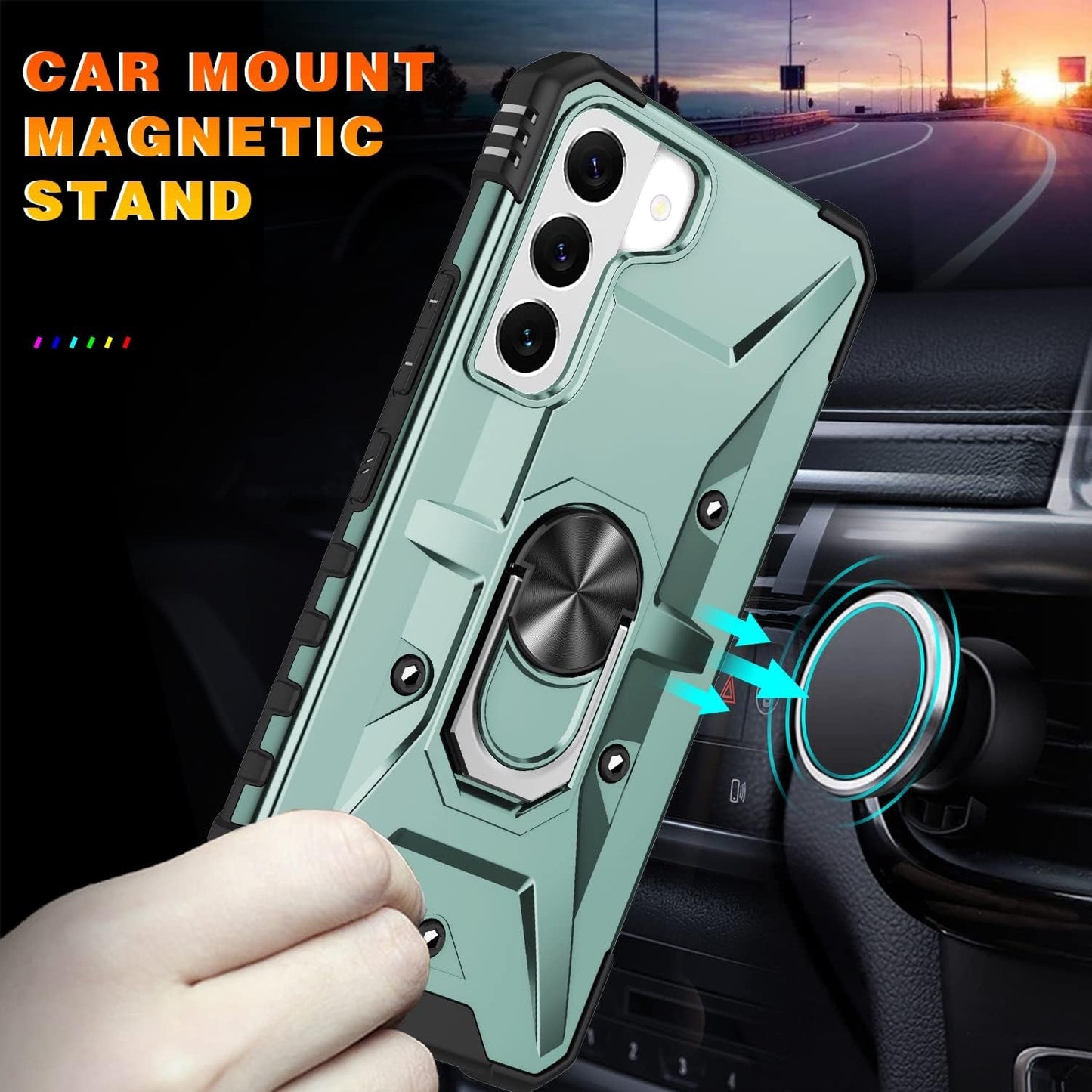 Case for Samsung Galaxy S22 plus Case Galaxy S22+ Case Military Grade Drop Case with Kickstand Ring Magnetic Holder Shockproof Protective for Galaxy S22 plus S22+ Phone Case (Midnight Green)