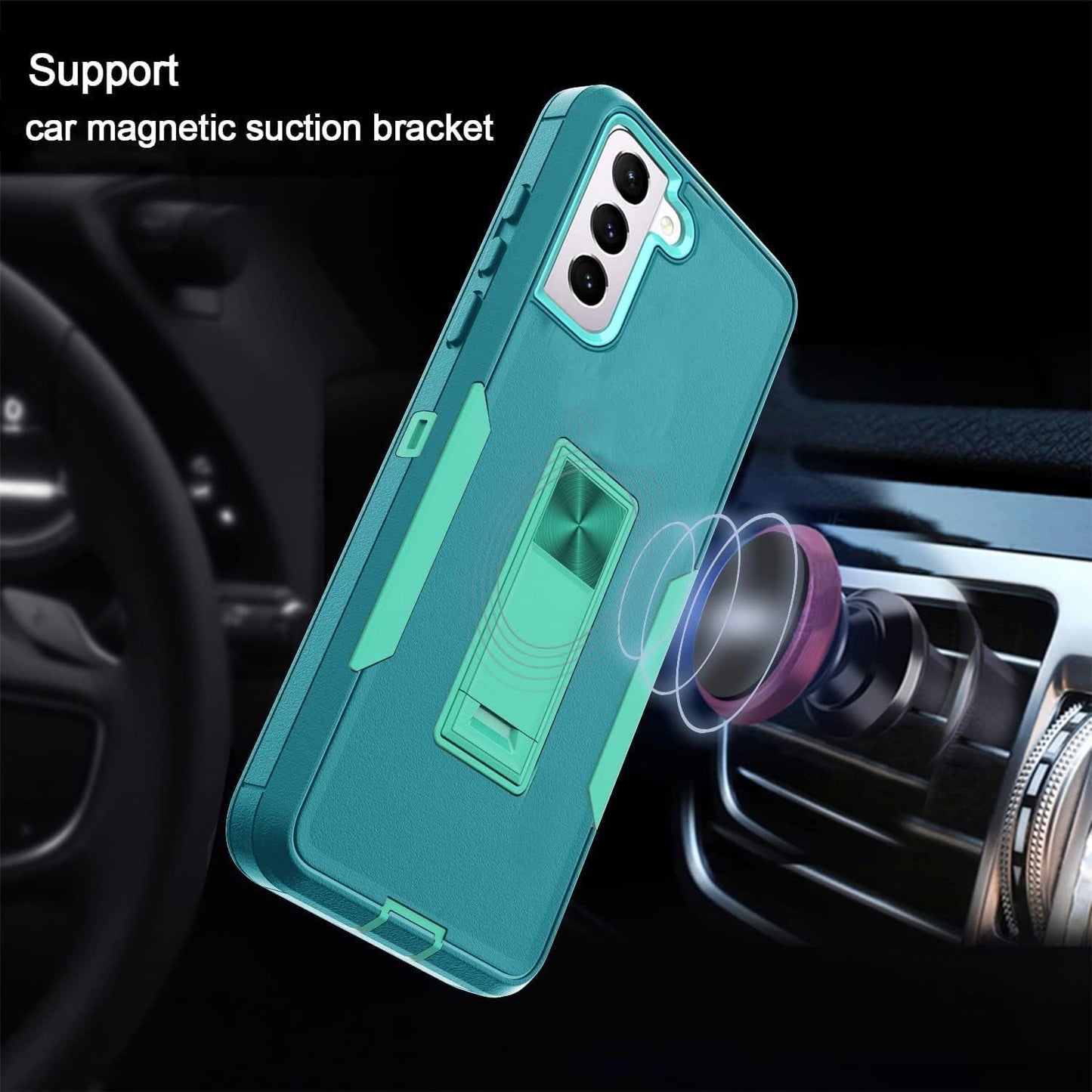 For Samsung Galaxy S22 plus 5G Case with Screen Protector Maximum Coverage and Kickstand, [Military Grade] Heavy-Duty Tough Rugged Shockproof Protective Case for Galaxy S22 plus 5G (Green)