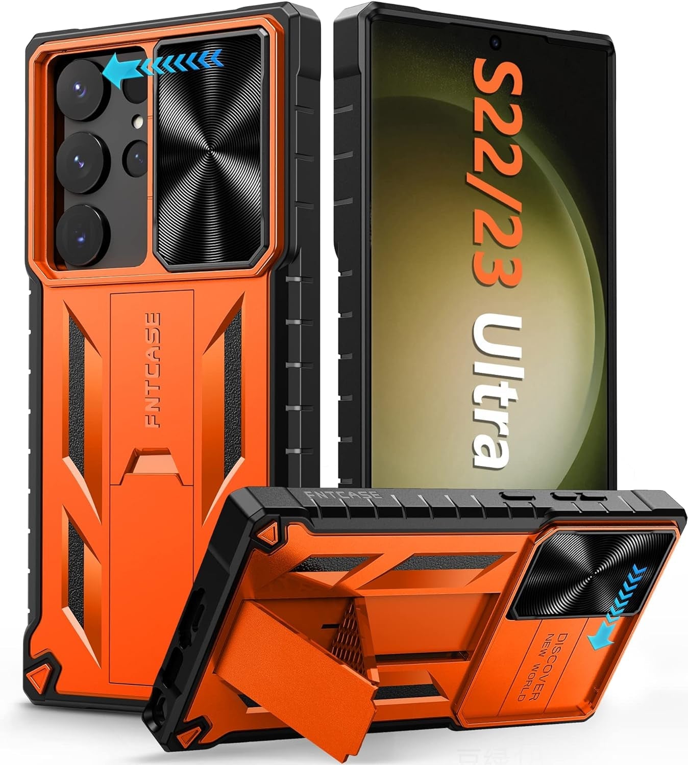 FNTCASE for Samsung Galaxy S23-Ultra Case: S22 Ultra Military Grade Shockproof Protection Mobile Case with Kickstand & Matte Textured Rugged TPU Shell | Drop Proof Protective Phone Cover