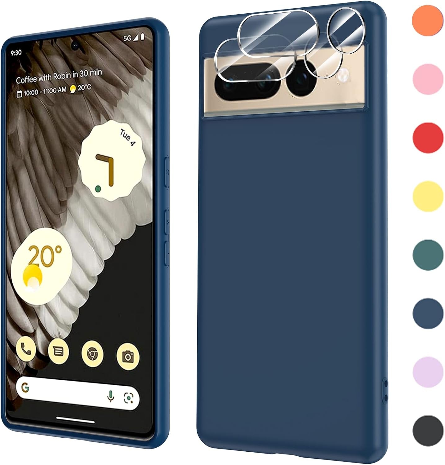 Leyi for Pixel 6A 5G Case: Google Pixel 6A Case with [2 Pack] Tempered Glass Screen Protector Liquid Silicone Soft Microfiber Liner Cover Case Pixel 6A, Red  LeYi Blue Google Pixel 7 Pro 