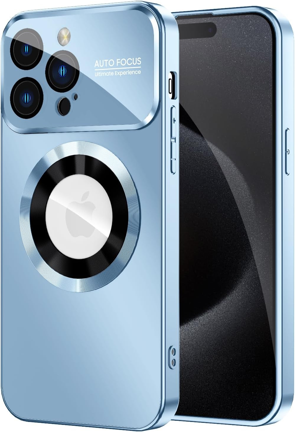 MAKAVO Magnetic for Iphone 15 Pro Max Case, Compatible with Magsafe, Built-In Camera Lens Protector, Logo View, Military Grade Drop Proof Phone Cover, Black  MAKAVO   