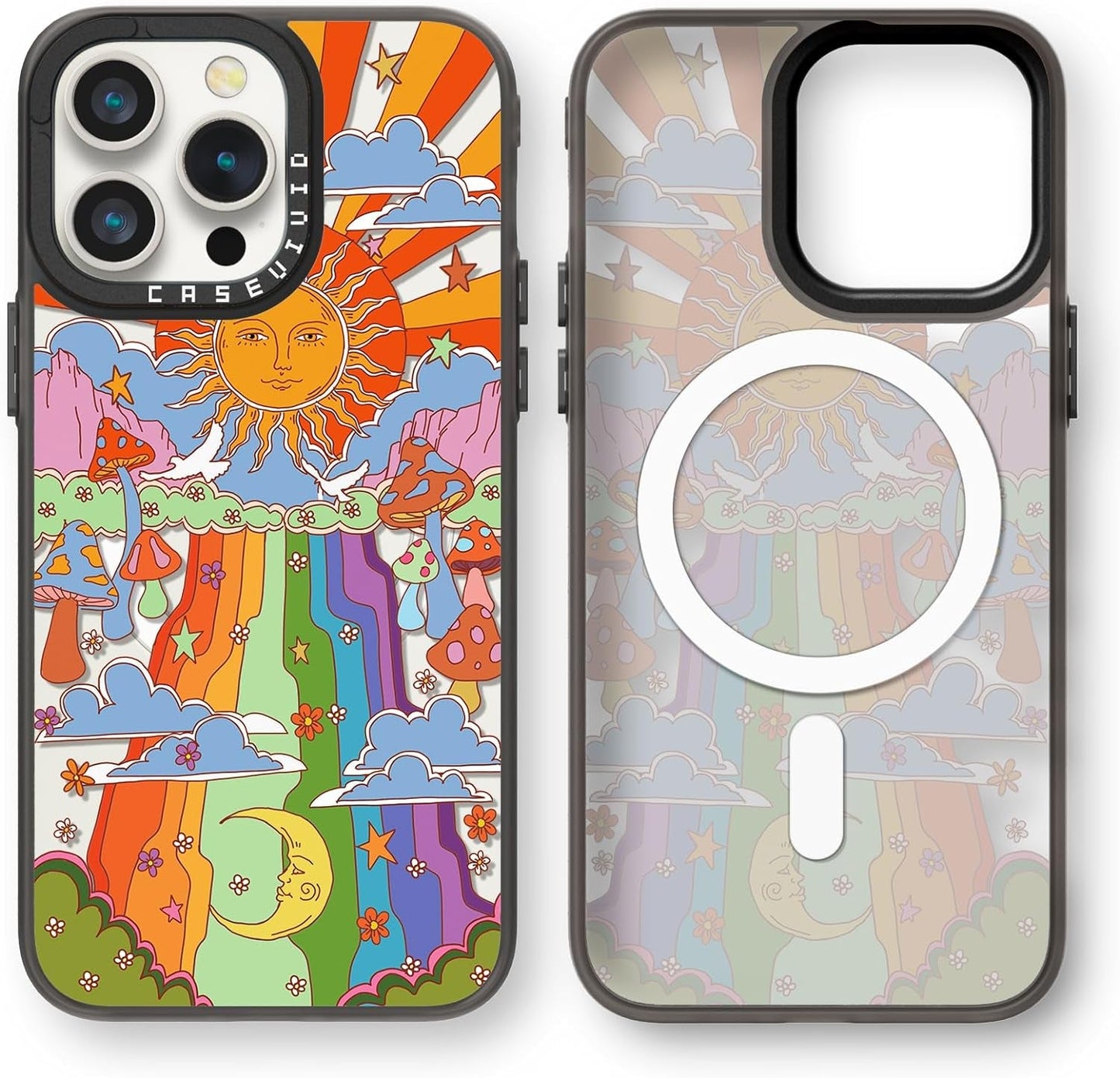 Casevivid Compatible for Iphone 15 Pro Case Cute Aesthetic - Durable Fashion Funny Phone Case - Girly Butterfly Pattern Print Cover Design for Woman Girl 6.1 Inches Black  CASEVIVID Mushroom Magsafe 