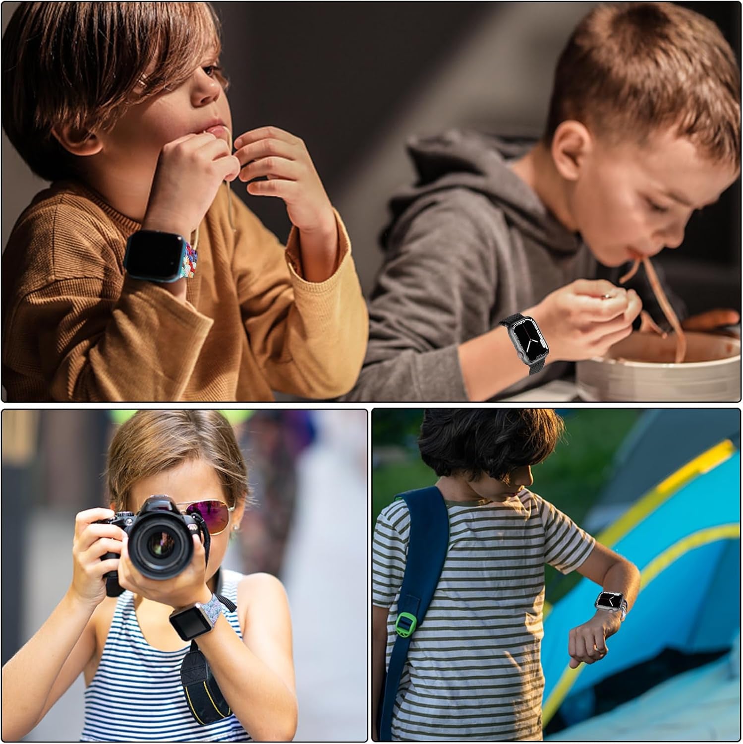 Braided Band for Kids Apple-Watch Band - 3 Pack Nylon Elastic Adjustable Replacement Bands for Iwatch Ultra Series 9 8 7 6 5 4 3 SE SE2 38Mm 40Mm 41Mm 42Mm 44Mm 45Mm 49Mm for Teen Girls Boys Wrist