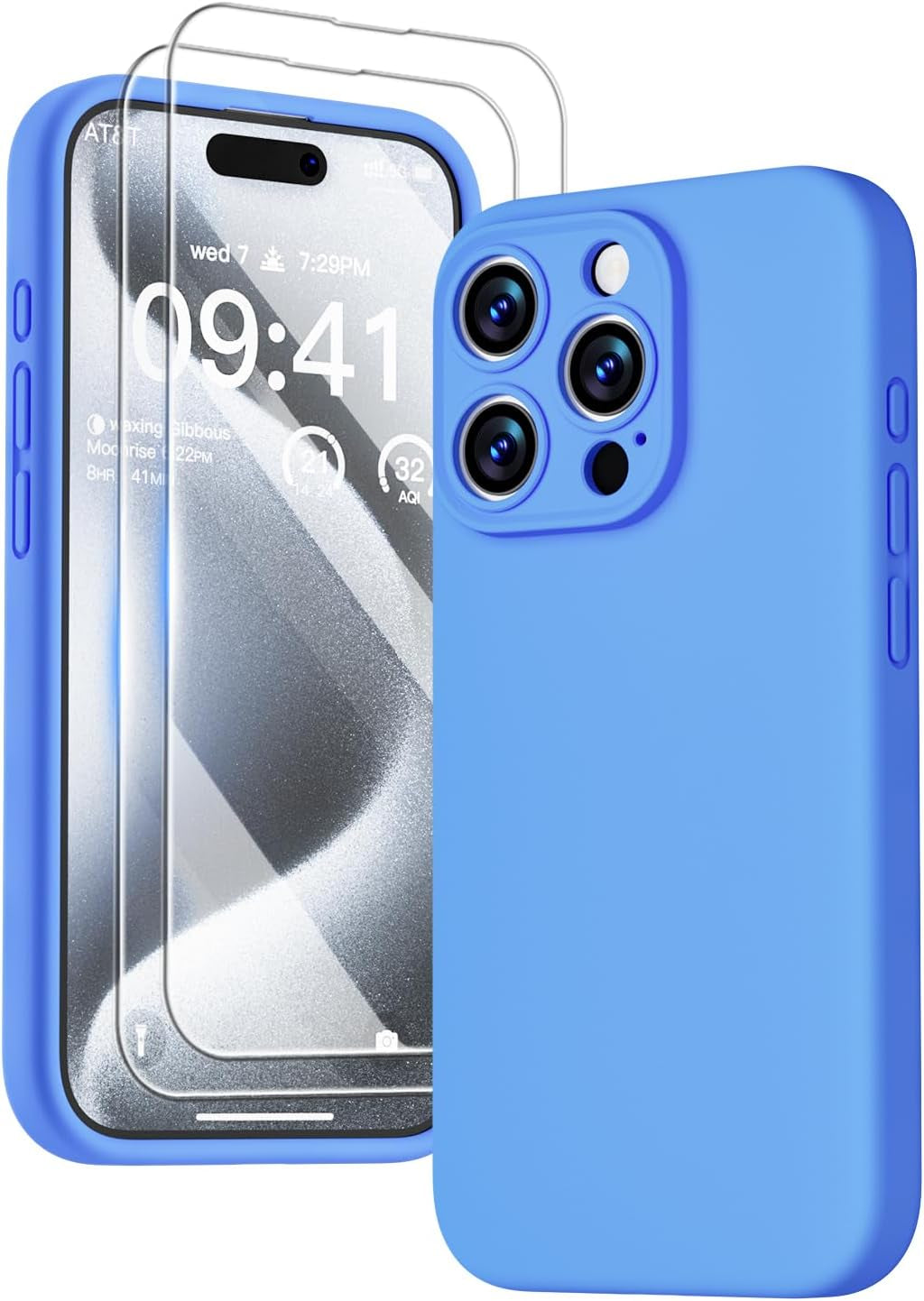 GOODVISH Compatible with Iphone 15 Pro Case, Silicone Upgraded [Enhanced Camera Protection] Phone Case with [2 Screen Protectors], Soft Anti-Scratch Microfiber Lining Inside, 6.1 Inch, Brown  GOODVISH Sea Blue Iphone 15 Pro, 6.1" 