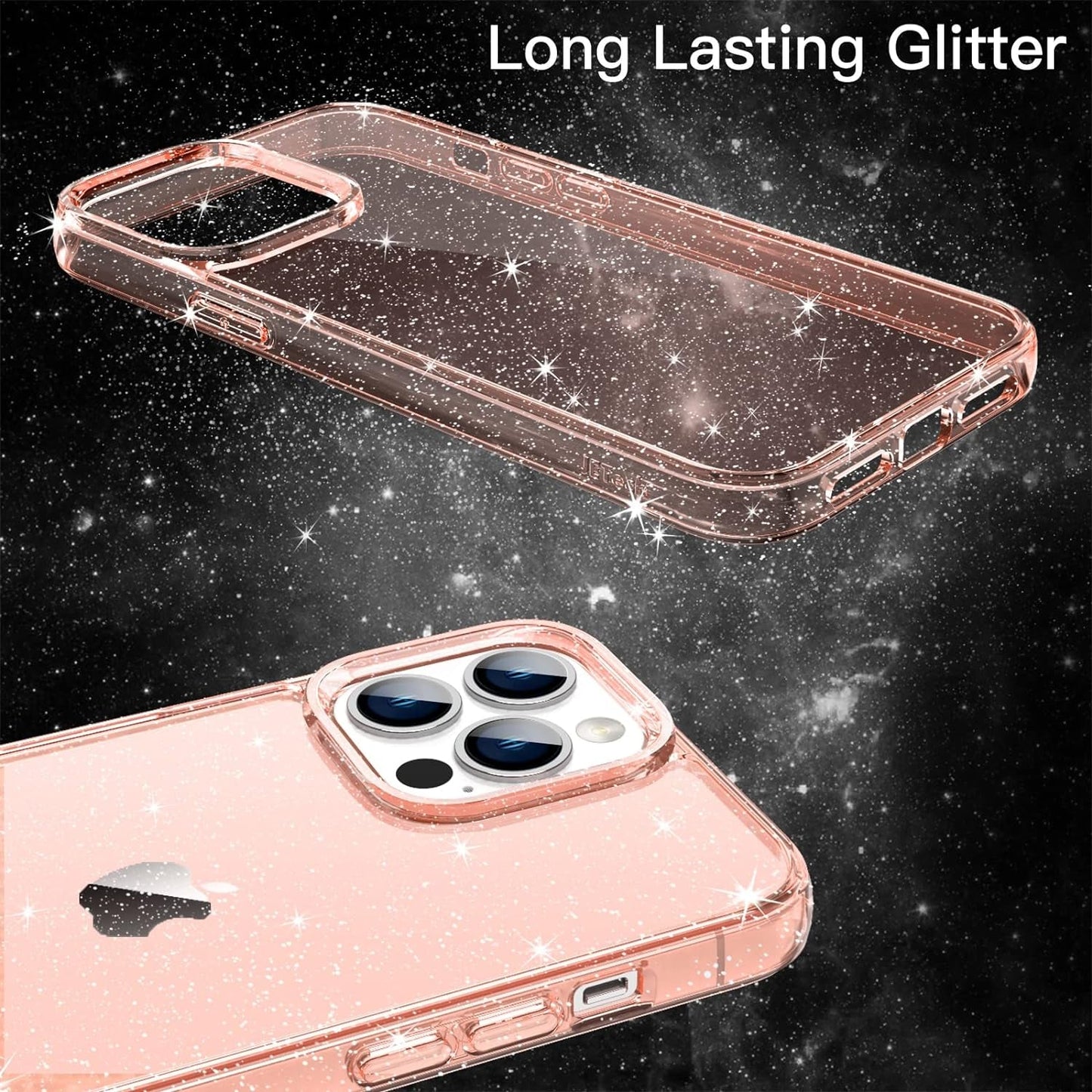 Jetech Glitter Case for Iphone 14 Pro 6.1-Inch, Bling Sparkle Shockproof Phone Bumper Cover, Cute Sparkly for Women and Girls (Rose Gold)  JETech   