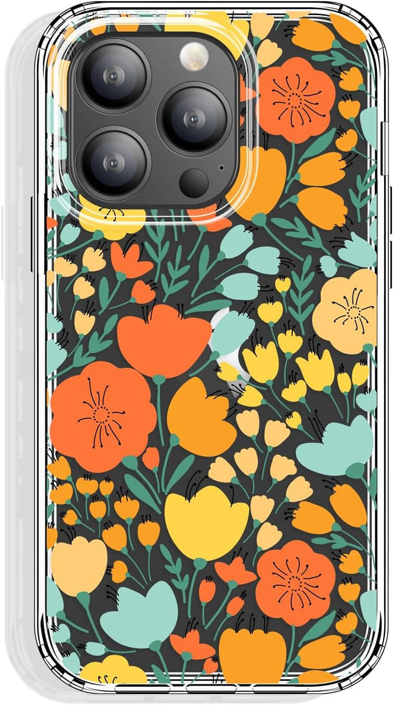 GYZYA for Iphone 15 Pro Case Clear 6.1 Inch with Pattern Design, Protective Slim TPU Cover + Shockproof Bumper for Women and Girls (Blooming Flowers)  GYZYA   