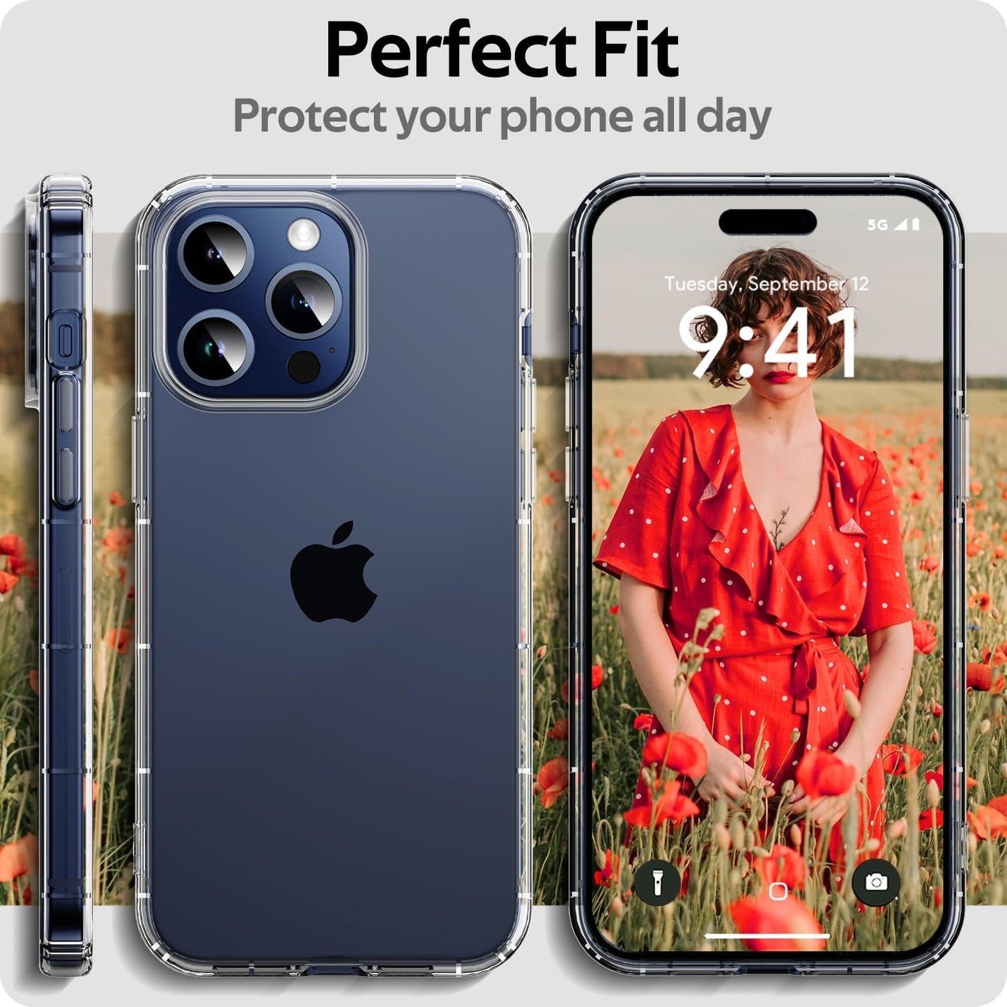 Aeska Clear Case for Iphone 15 Pro Ultra [Slim Thin] Flexible Scratch Resistant Transparent TPU Shockproof Gel Rubber Soft Silicone Protective Phone Case Cover for Iphone 15 Pro 6.1'' (Clear)  Aeska   