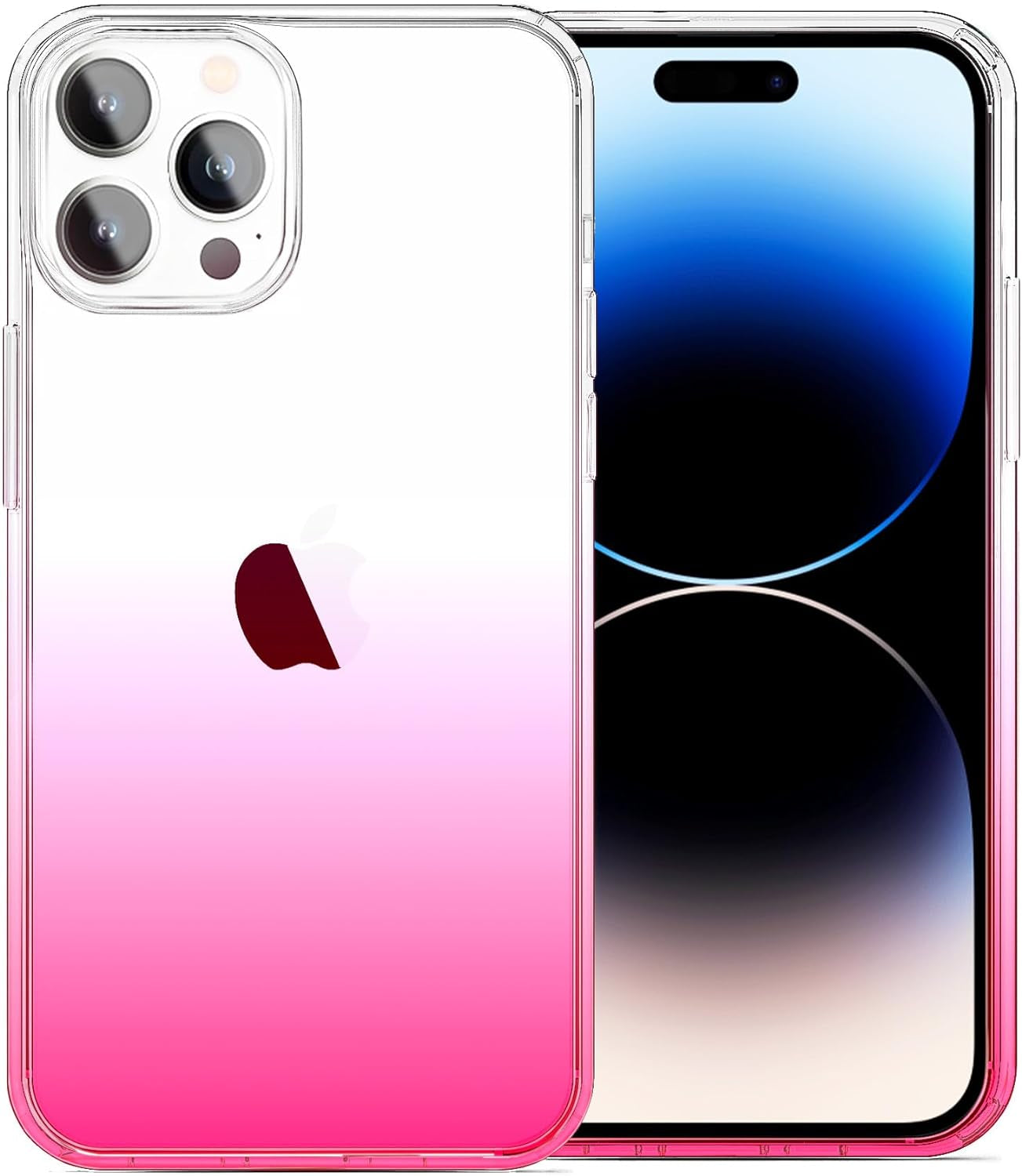 Jjgoo Compatible with Iphone 14 Pro Case, Clear Soft Shockproof Protective Slim Thin Bumper Cover Transparent Phone Case, Translucent Blue  JJGoo Gradient Pink  
