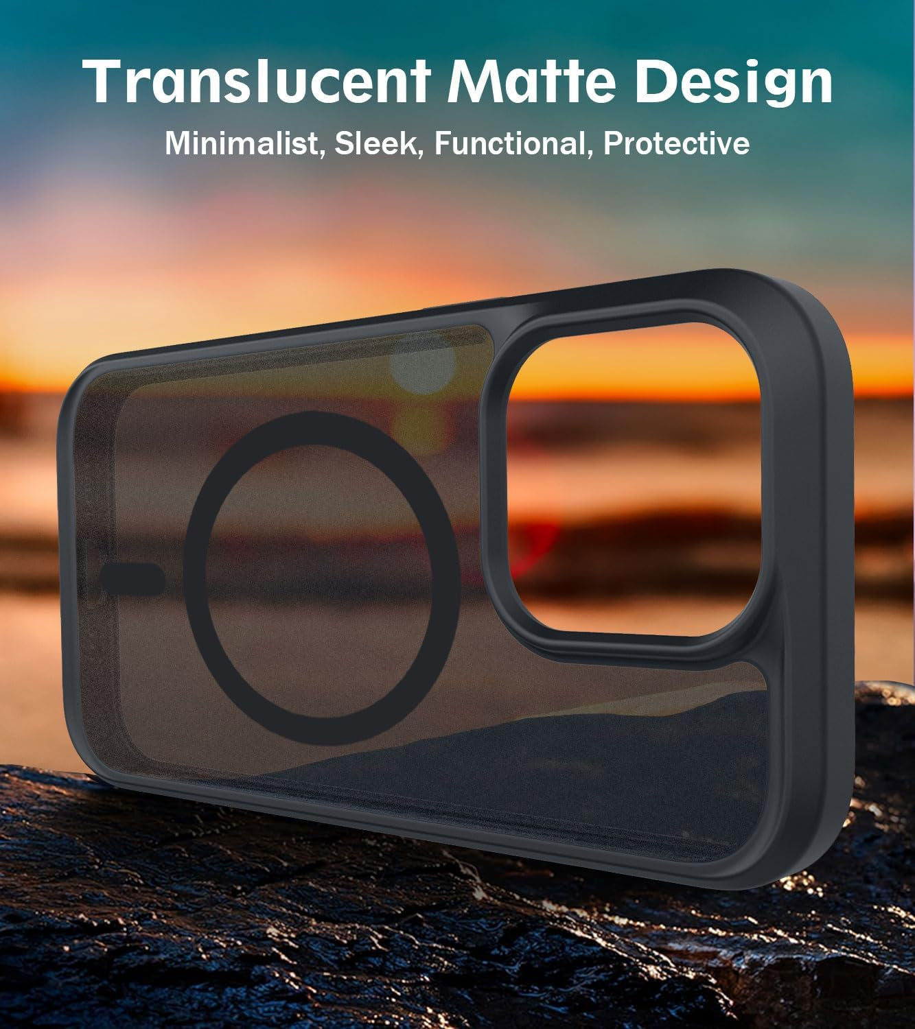 Bosskiss Ultra Strong Magnetic for Iphone 15 Pro Case, [Compatible with Magsafe] [Glass Screen + Camera Protector] Slim Translucent Matte Shockproof Case for Iphone 15 Pro Case 6.1 Inch, Black  BossKiss   