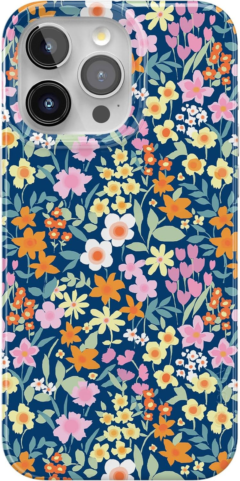 Casely Iphone 15 Pro Case | Field of Flowers | Pastel Floral | Classic Case | Compatible with Magsafe and Action Button  Casely Full Bloom | Navy Floral  