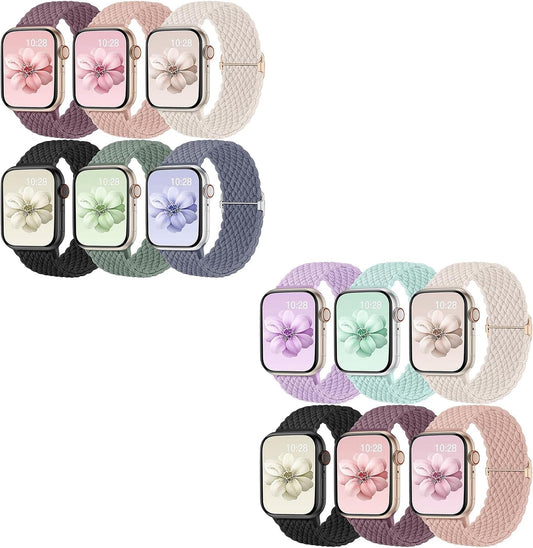 Braided Bands Compatible with Apple Watch Band 38Mm 40Mm 41Mm 42Mm 44Mm 45Mm 49Mm Women Men, Adjustable Stretchy Soft Nylon Strap for Iwatch Series 9 8 7 6 5 4 3 2 1 SE Ultra/Ultra 2