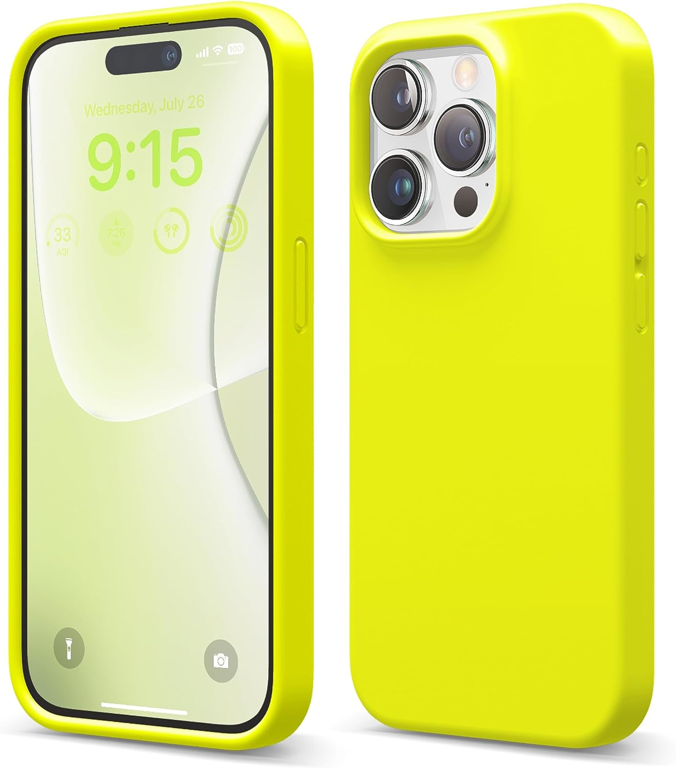 Elago Compatible with Iphone 15 Pro Case, Liquid Silicone Case, Full Body Protective Cover, Shockproof, Slim Phone Case, Anti-Scratch Soft Microfiber Lining, 6.1 Inch (Brown)  elago Neon Yellow  