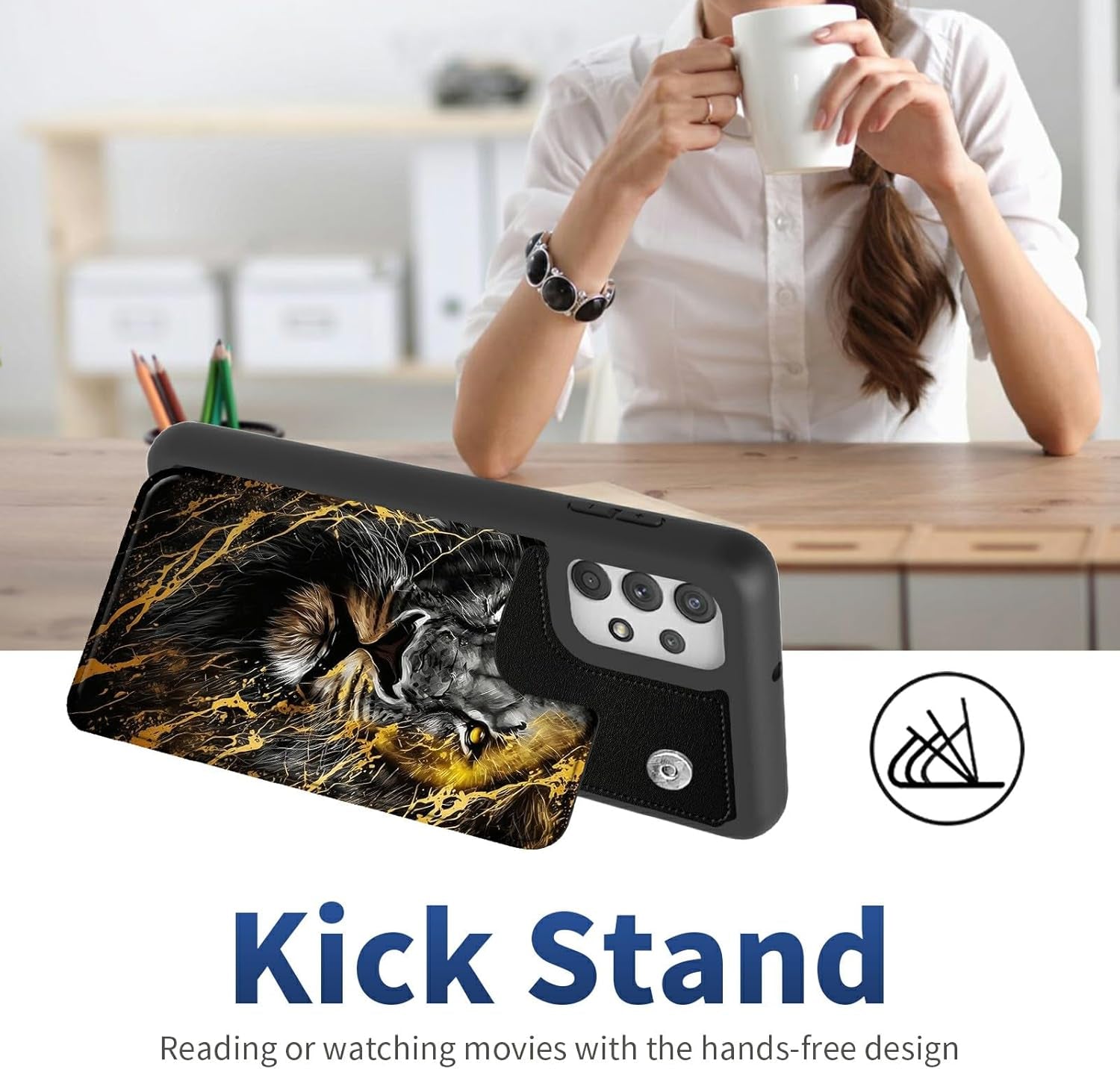 Case for Samsung 53 5G 6.5" Wallet Phone, Credit Card Holder Slots Cover & Hard PC Shockproof Soft Silicone Dual Layer Protection Flip Case for Samsung Galaxy A53 5G 2022, Cool Lion