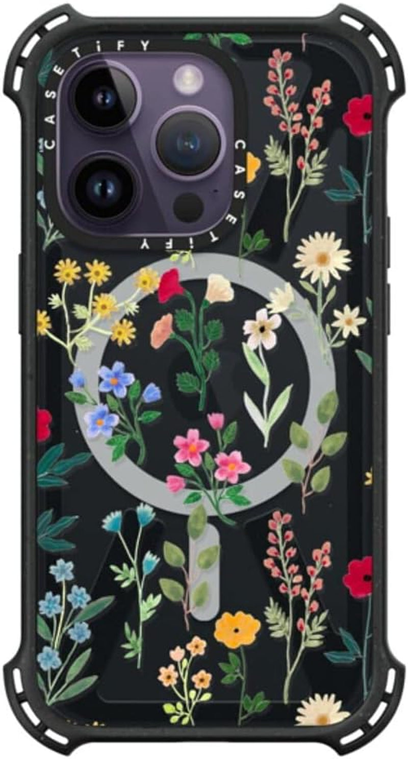 Casetify Bounce Iphone 14 Pro Case [6X Military Grade Drop Tested / 21.3Ft Drop Protection/Compatible with Magsafe] - PP-0008 - Triple Black  CASETiFY Spring Botanicals 2  