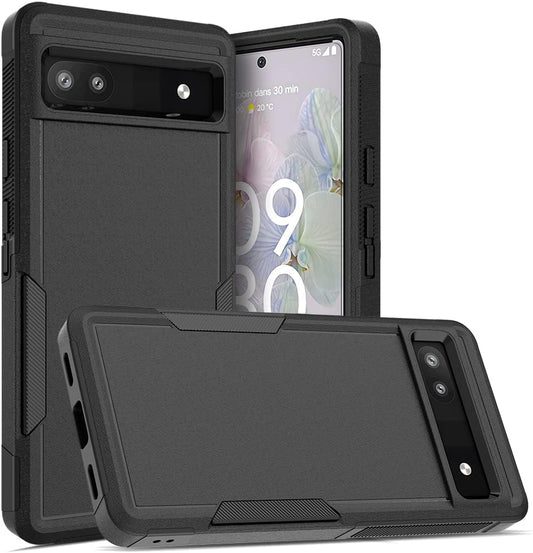 Case for Google Pixel 6A 5G, Commuter Phone Case [Military Grade] 2 in 1 Shockproof Rugged Protective, Heavy Duty Cover for Pixel 6A 5G Black(Without Built-In Screen Protector)  Bisbkrar Black  