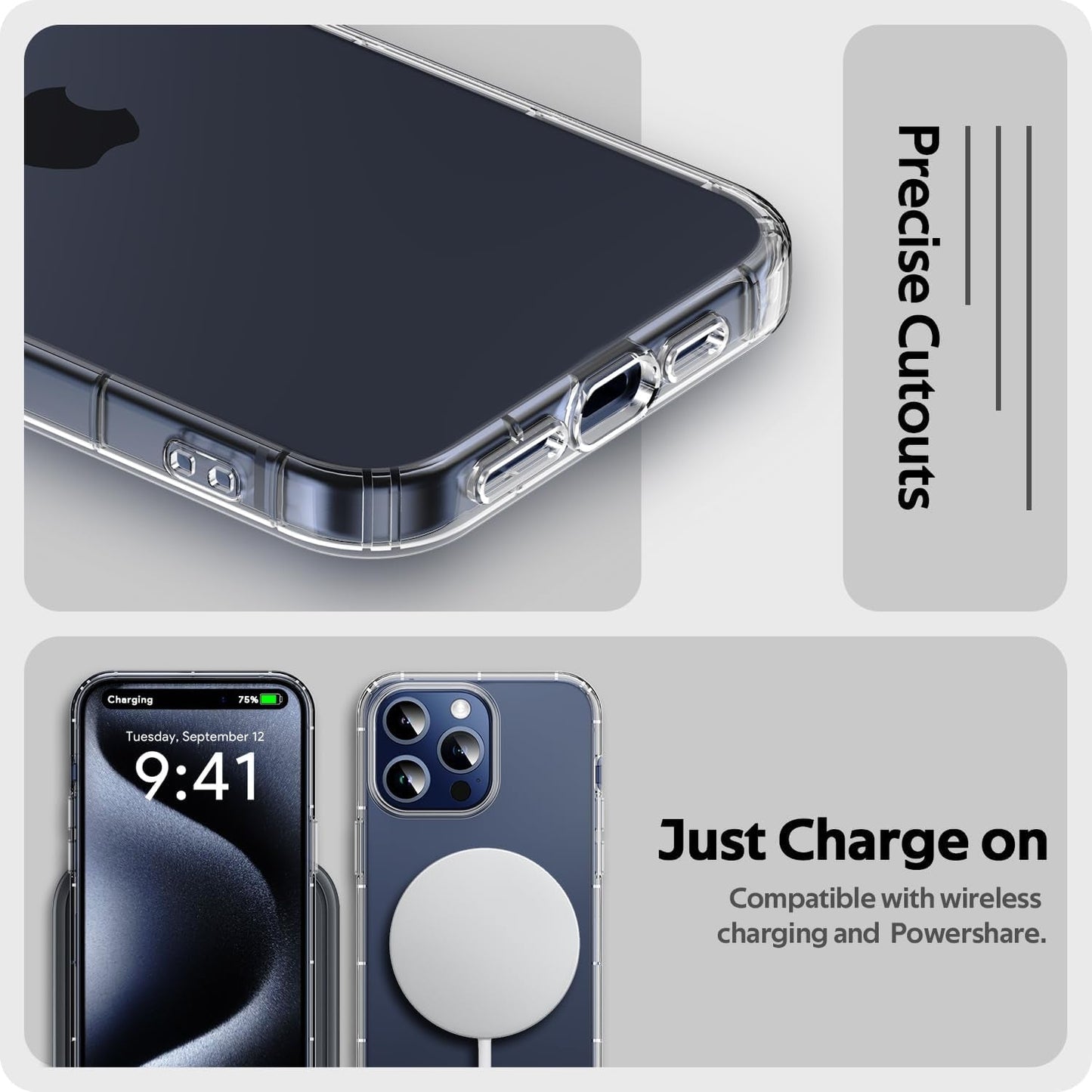 Aeska Clear Case for Iphone 15 Pro Ultra [Slim Thin] Flexible Scratch Resistant Transparent TPU Shockproof Gel Rubber Soft Silicone Protective Phone Case Cover for Iphone 15 Pro 6.1'' (Clear)  Aeska   