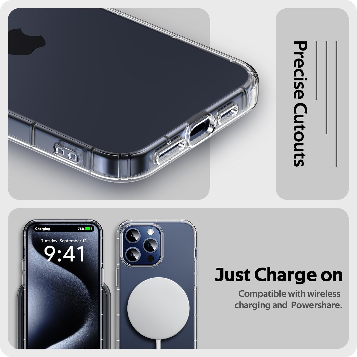 Aeska Clear Case for Iphone 15 Pro Ultra [Slim Thin] Flexible Scratch Resistant Transparent TPU Shockproof Gel Rubber Soft Silicone Protective Phone Case Cover for Iphone 15 Pro 6.1'' (Clear)  Aeska   